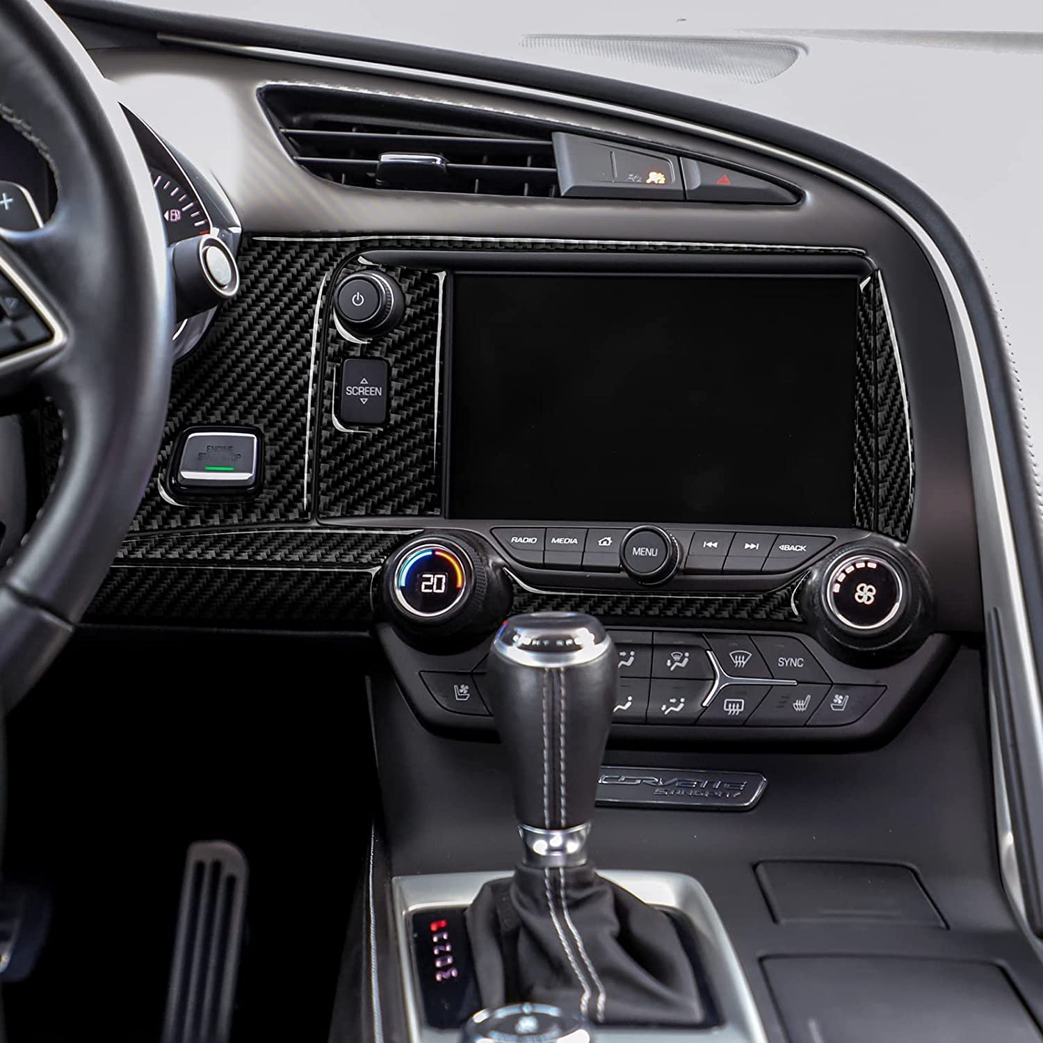 C7 Car Headlight Switch Panel Sticker Decal Carbon Fiber Interior Trims Accessories Cover for C7 2014 2015 2016 2017 2018 2019 - Delicate Leather