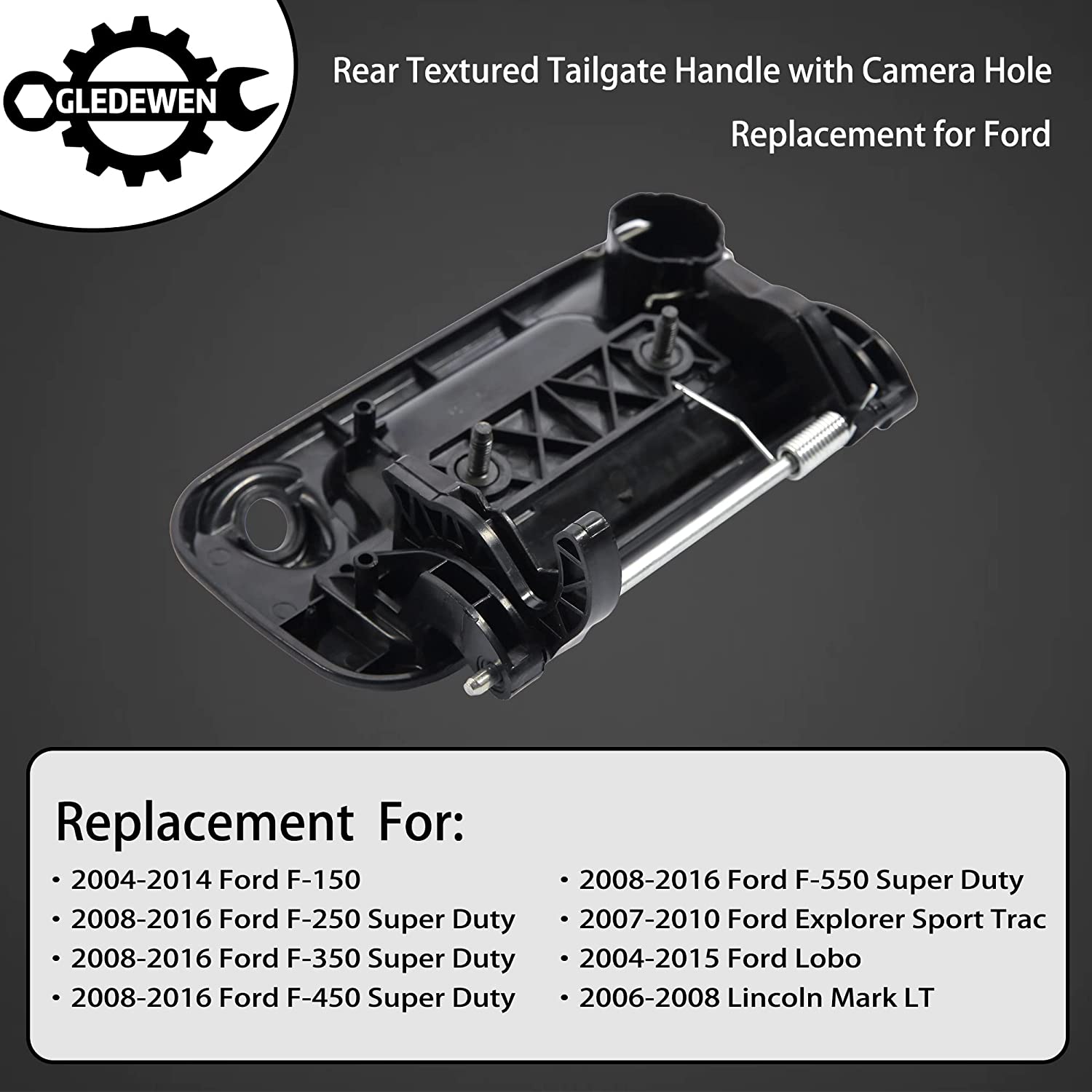 Tailgate Handle Exterior, with Camera Bracket, Compatible with 2004-2016 Ford F150 F250 F350 F450 F550 Super Duty Explorer Lobo,Lincoln Mark LT Replace#8L3Z-9943400-AC, 81076 - Delicate Leather