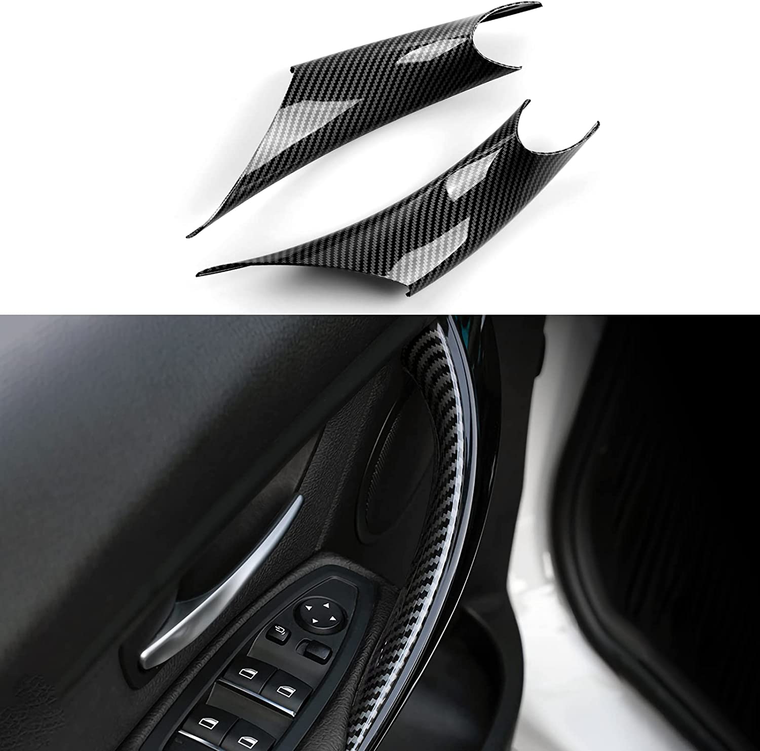 Car Door Pull Handles Cover Carbon Style ABS Trim Decoration fits for 3 4 Series F30 F31 F34 3GT F32 F33 F36 Interior Accessories - Delicate Leather