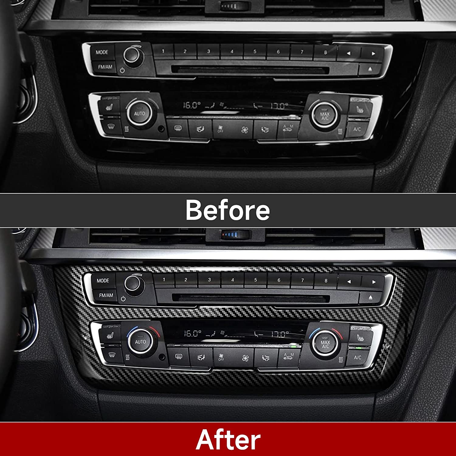 Car Sticker Decal CD Panel Trim Carbon Color ABS Cover Compatible with F30 F31 F34 3GT F32 F33 F36 2013 2014 2015 2016 2017 2018 2019 Accessories - Delicate Leather