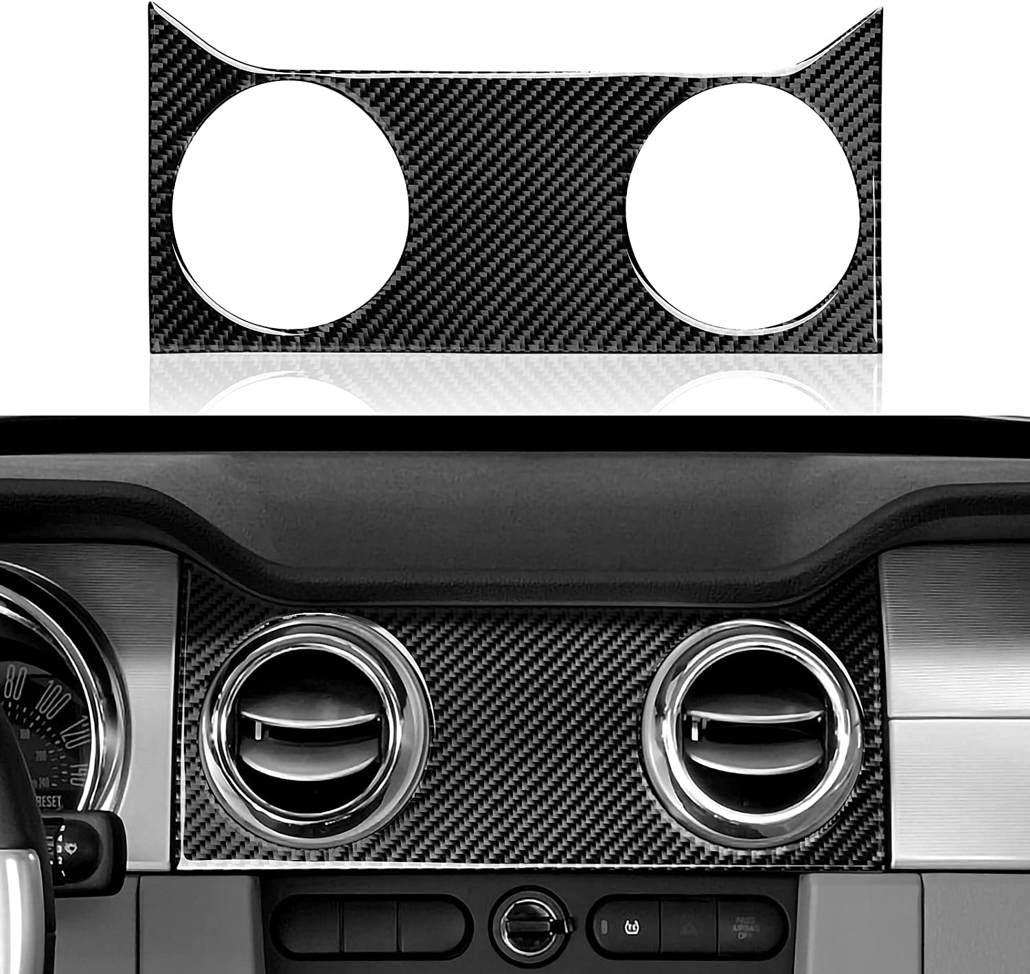 Carbon Fiber Car Interior Center Air Vents Trim Sticker Decal Cover for Mustang GT 2005 2006 2007 2008 2009 S197 Accessories - Delicate Leather