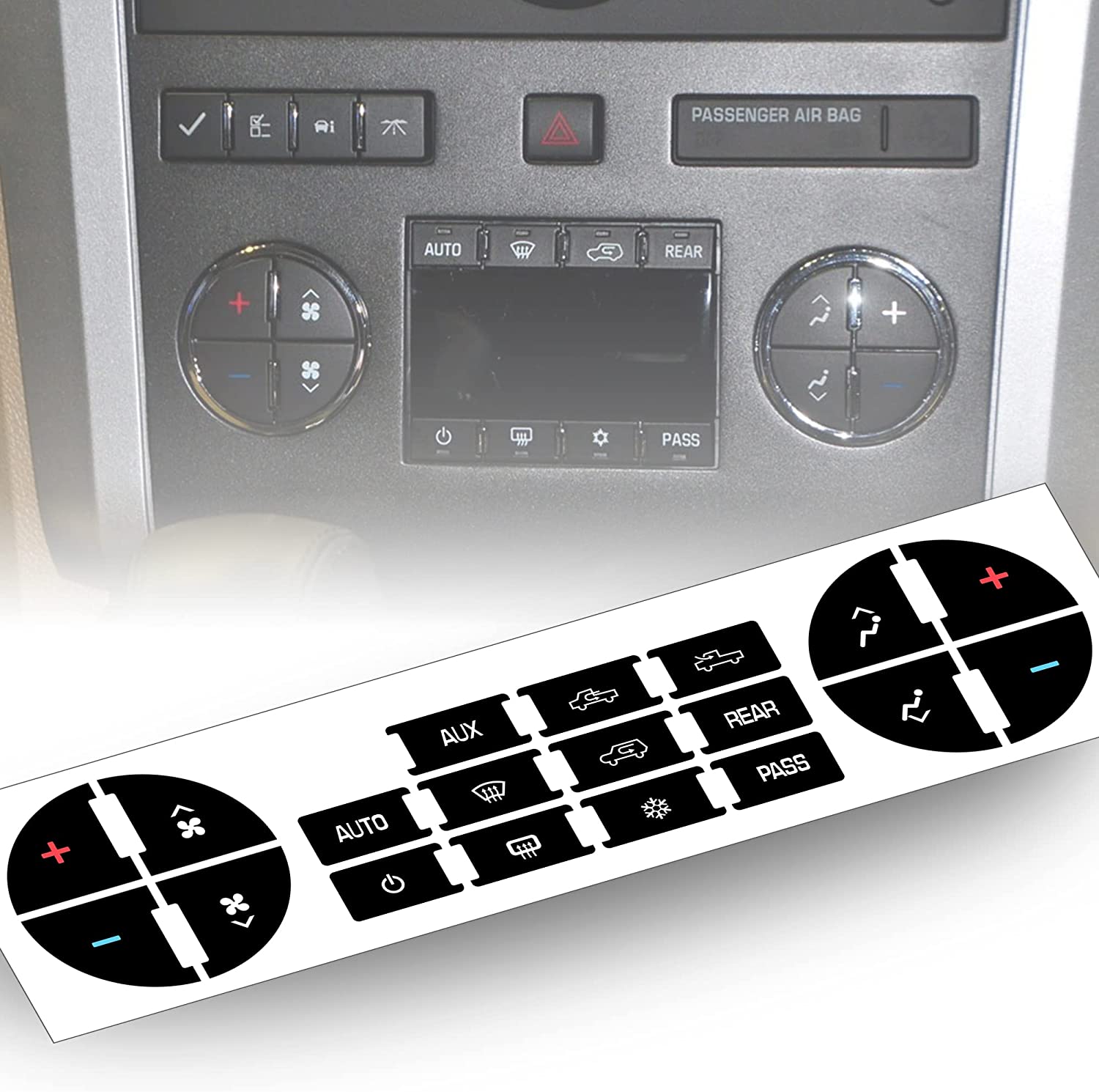 Replacement GM 22912547 Rear Radio Volume Control Knob Button,AC Dash Button Stickers Repair Kit for Select GM Vehicles for 07-14 - Delicate Leather