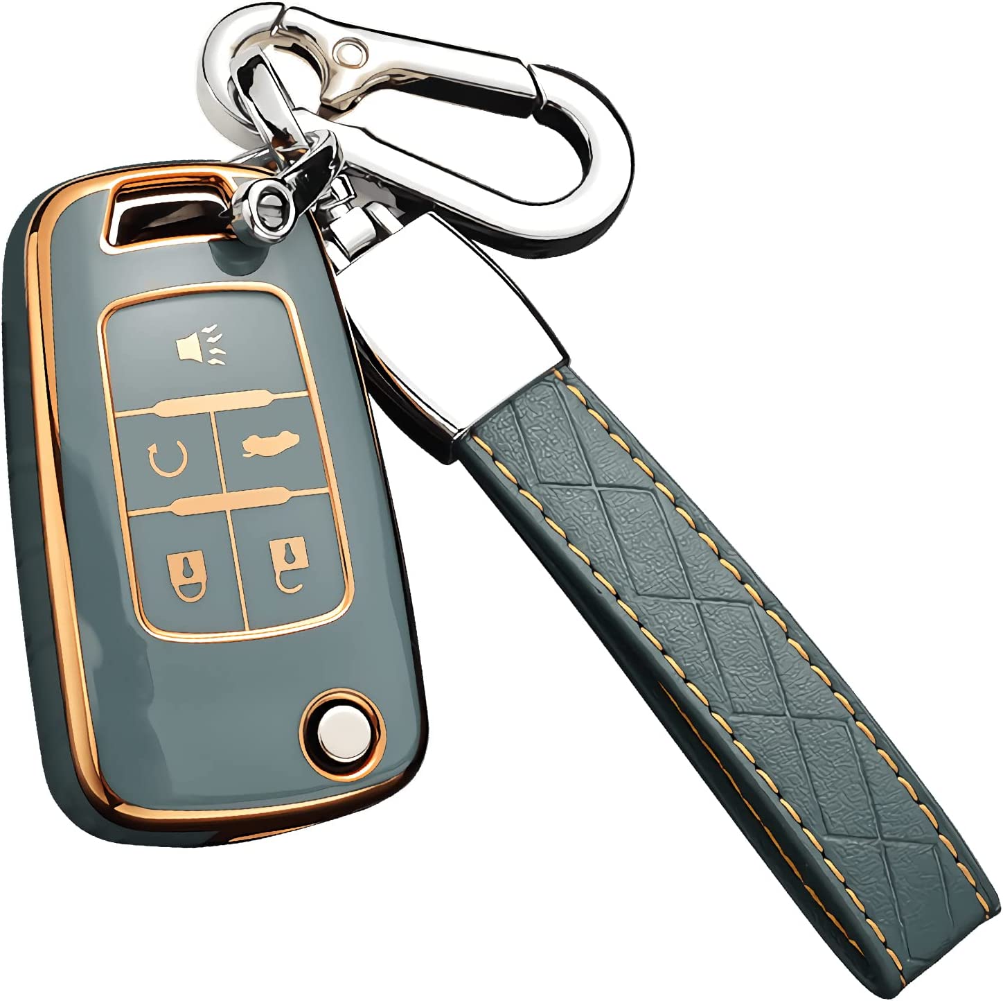 Key Fob Cover, Premium TPU Full Protection Key Fob Case for Equinox Camaro Cruze Malibu Sonic Buick Terrain
