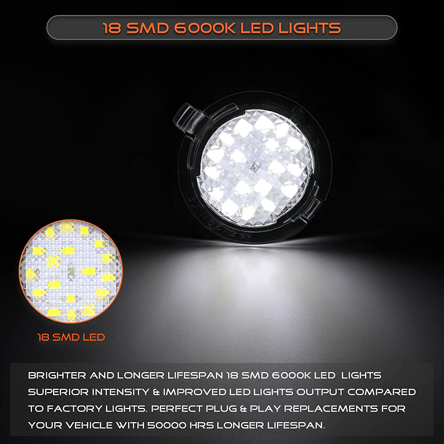 6000K Xenon White Mirror Puddle Light LED Lamp Assembly Replacement Compatible with Ford Expedition Explorer Flex Fusion Taurus and Lincoln Navigator MKS MKT MKX MKZ Mark LT LS (2pcs) - Delicate Leather