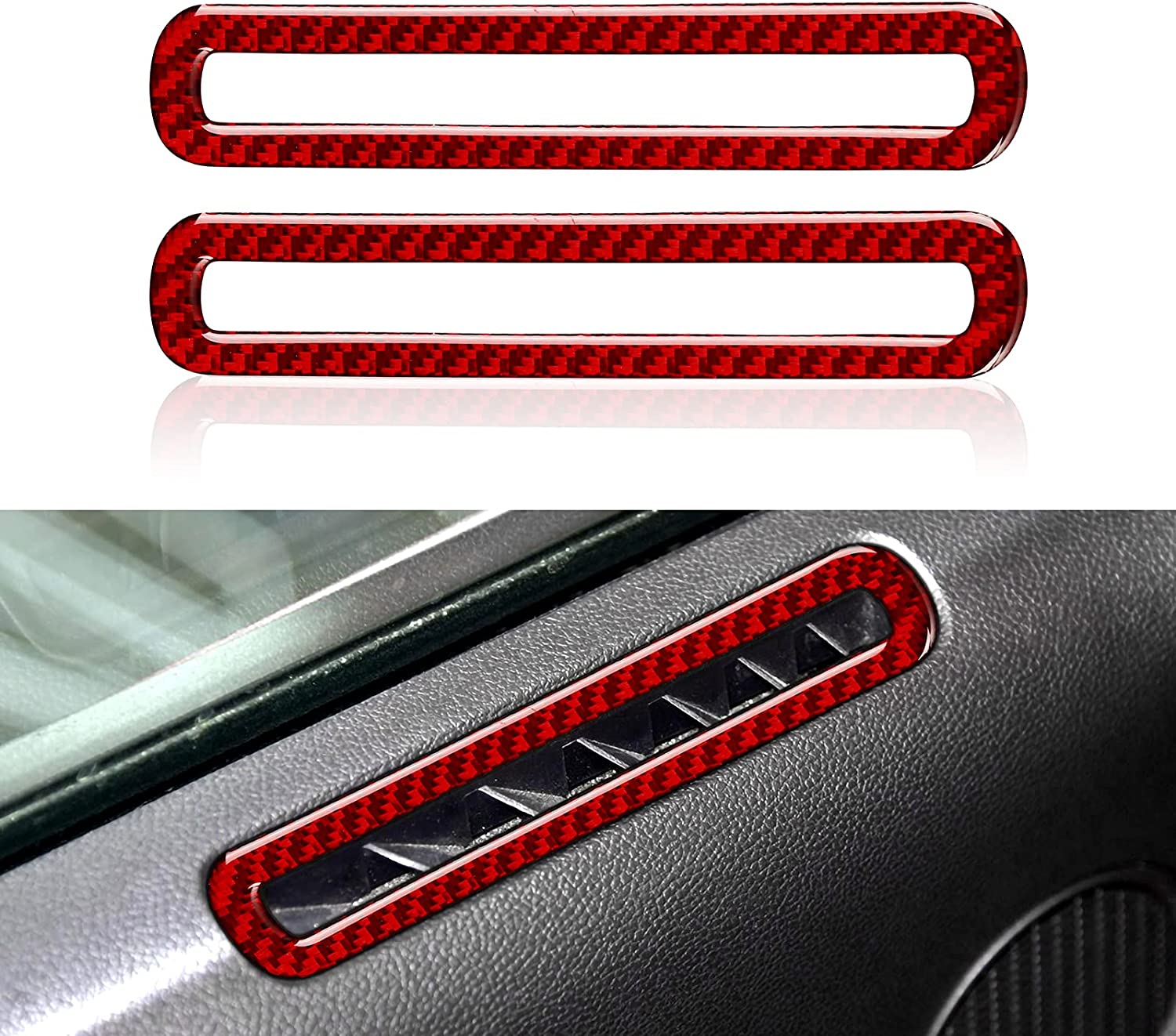 Carbon Fiber Car Door Air Conditioner Outlet Vent Sticker Decal Interior Trim Cover for Mustang 2015 2016 2017 2018 2019 2020 Accessories - Delicate Leather