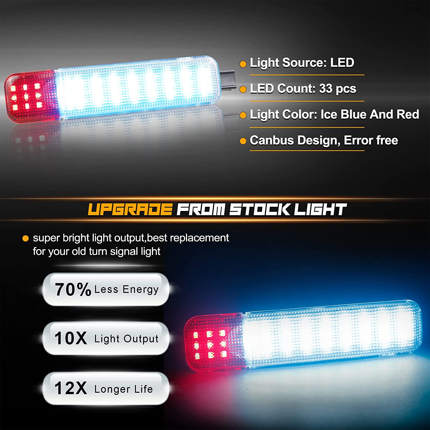 LED Interior Door Light Door Panel Courtesy Light Ice Blue Step Light Assembly - Delicate Leather