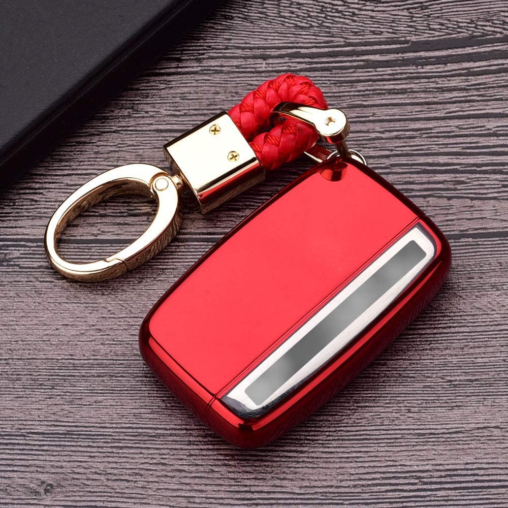 5 Buttons TPU Smart Remote Key Fob Case Cover Compatible with Defender Discovery Sport LR2 LR3 LR4 Sport EVOQUE - Delicate Leather