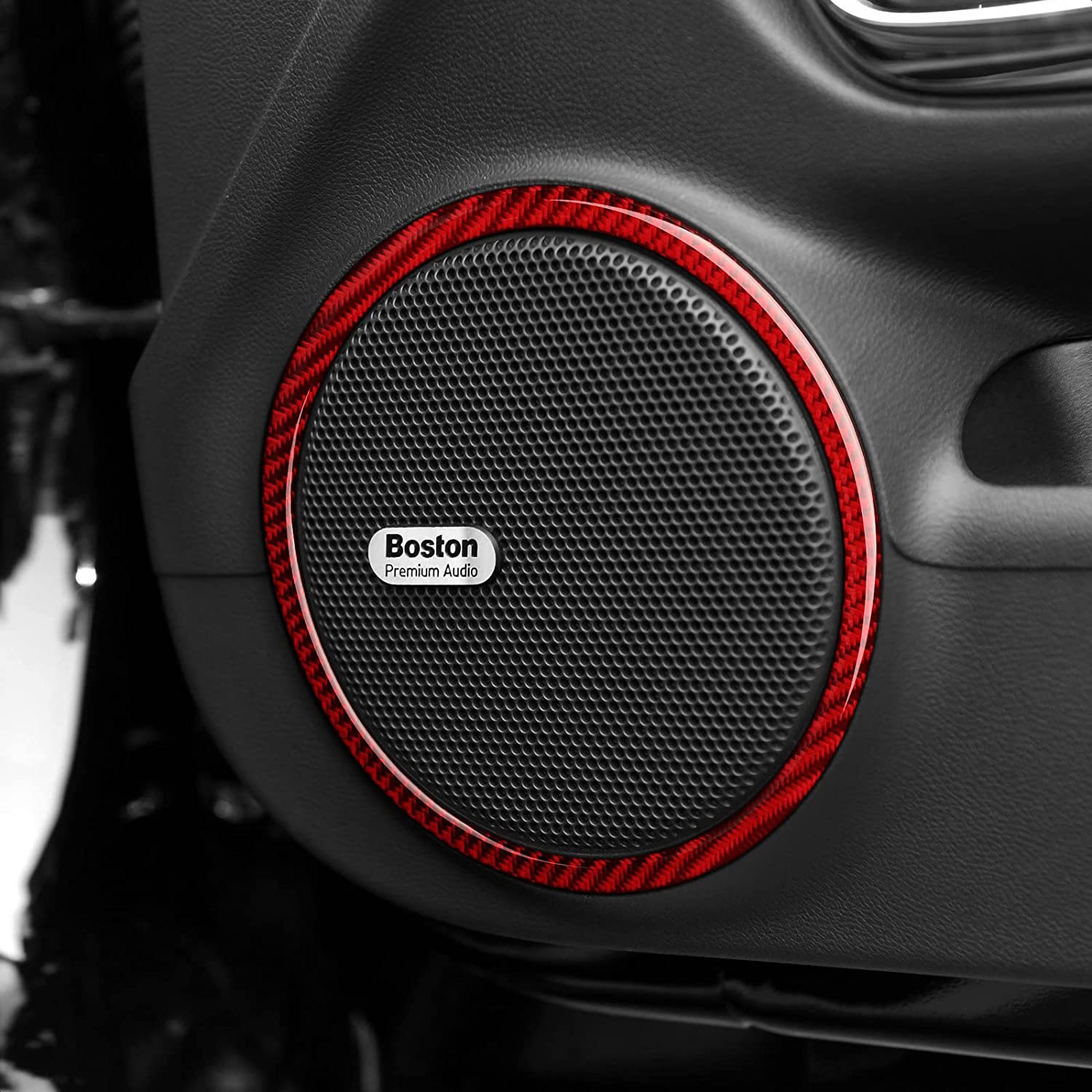 Carbon Fiber Car Door Audio Speaker Sticker Interior Trim Cover for Camaro 2010 2011 2012 2013 2014 2015 Accessories - Delicate Leather