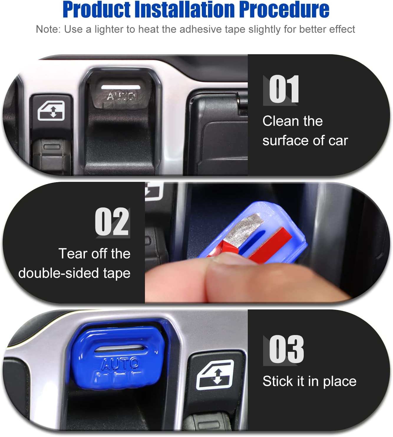 4PCS Car Window Switch Button Cover Trim Interior Accessories Compatible with Wrangler JL JLU Gladiator JT 2018-2021 (Dark Blue) - Delicate Leather