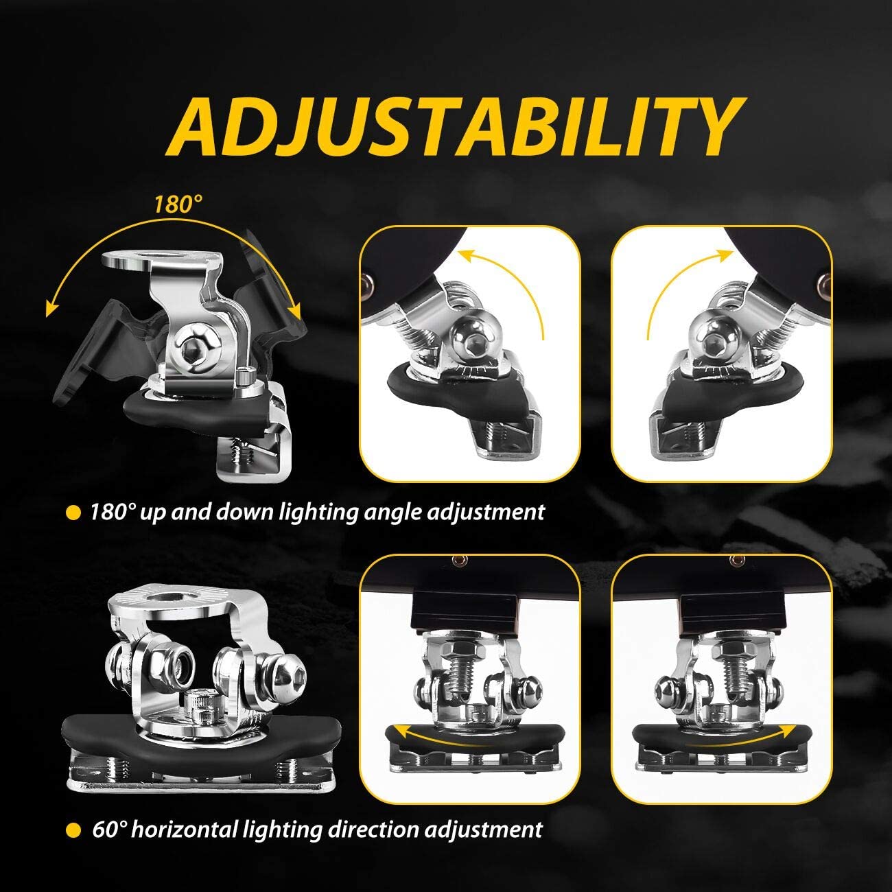 Universal LED Light Bar Mounting Brackets A Pillar Hood Work Light Clamp Holder Mount 304 Stainless Steel for Car Offroad Jeep Truck SUV 4x4 2PCS - Delicate Leather