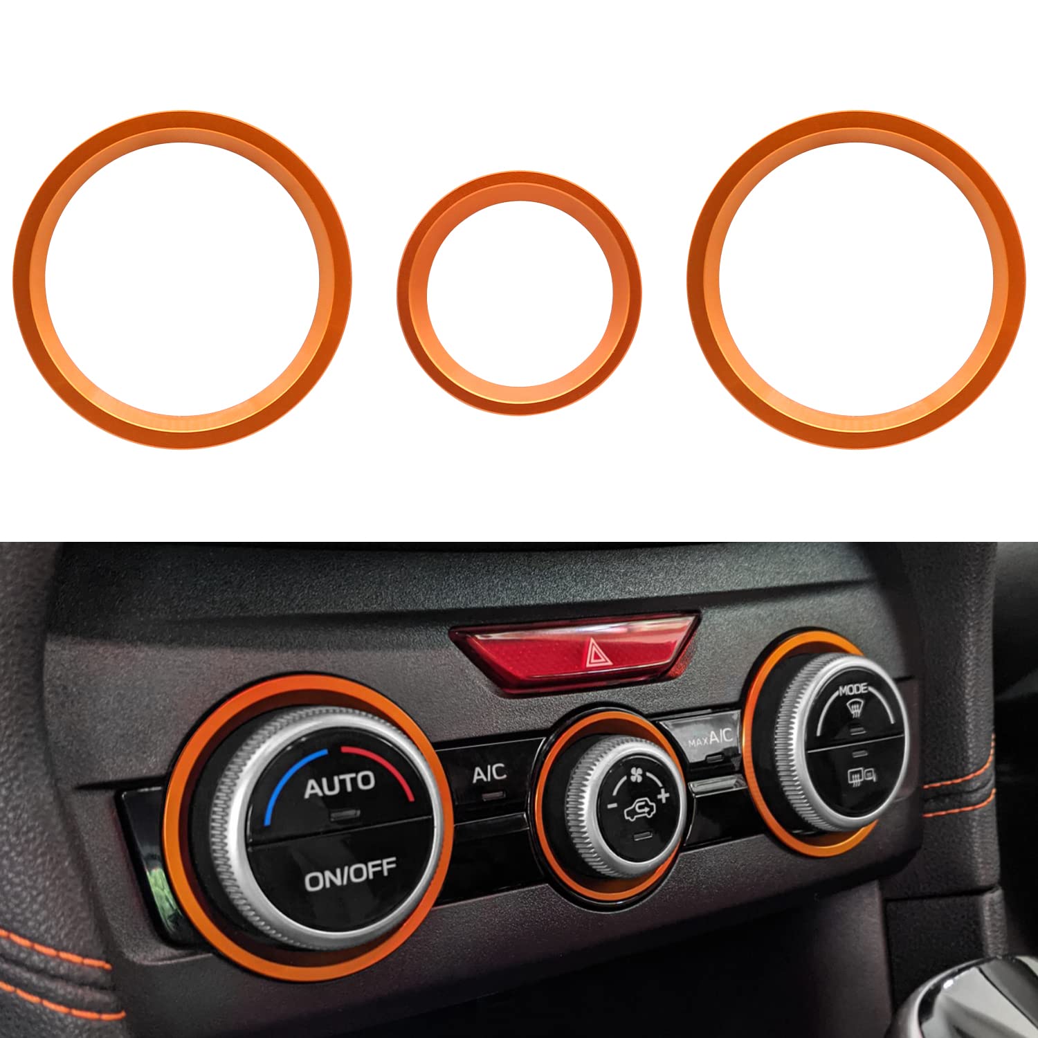 AC Climate Control Knob Outer Ring Covers Compatible with Crosstrek 2018-2023 Forester 2019-2022 Impreza 2017-2023, Air Condition Switch Volume Control Trim - Delicate Leather