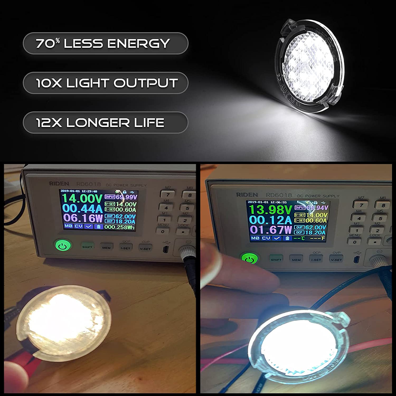 6000K Xenon White Mirror Puddle Light LED Lamp Assembly Replacement Compatible with Ford Expedition Explorer Flex Fusion Taurus and Lincoln Navigator MKS MKT MKX MKZ Mark LT LS (2pcs) - Delicate Leather