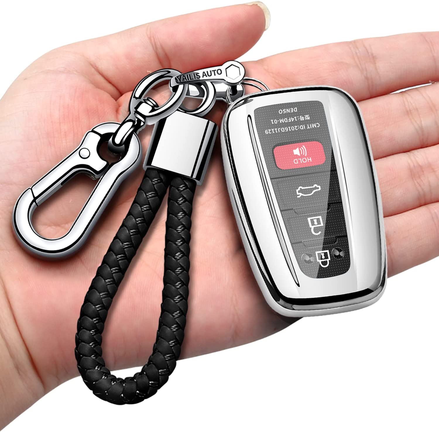 Key Fob Cover with Keychain Soft TPU Key Shell Case,For 2020-2022 Highlander 2018-2022 RAV4 Camry C-HR Corolla Avalon Prius GT86 Smart Key