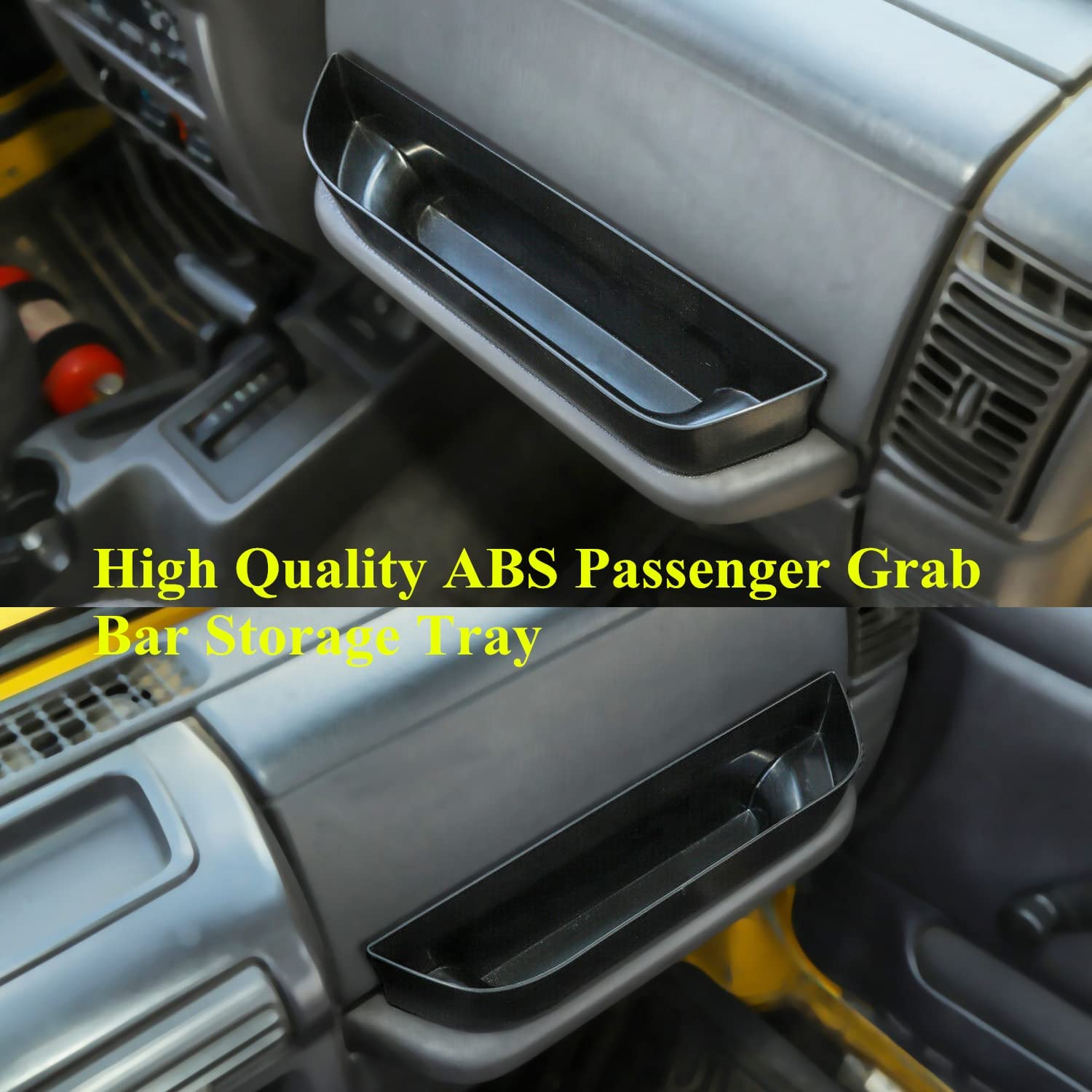 TJ Co-pilot Passenger Grab Bar Storage Tray Organizer Box for 1997-2006 Wrangler TJ SE Sport Sahara Rubicon Sport Utility Black Interior Parts Accessories - Delicate Leather