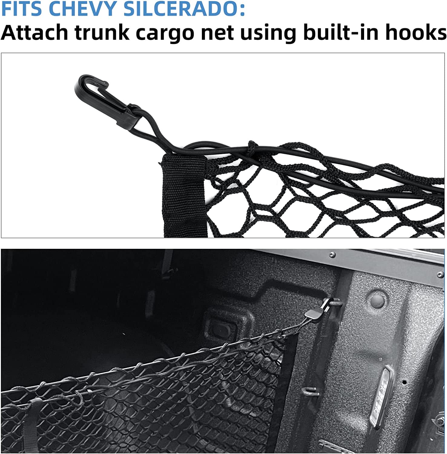 Truck Bed Cargo Net for Pickup Truck Bed - Premium Truck Bed Net for Trunk Organizers and Storage - Trunk Mesh Cargo Net - Delicate Leather