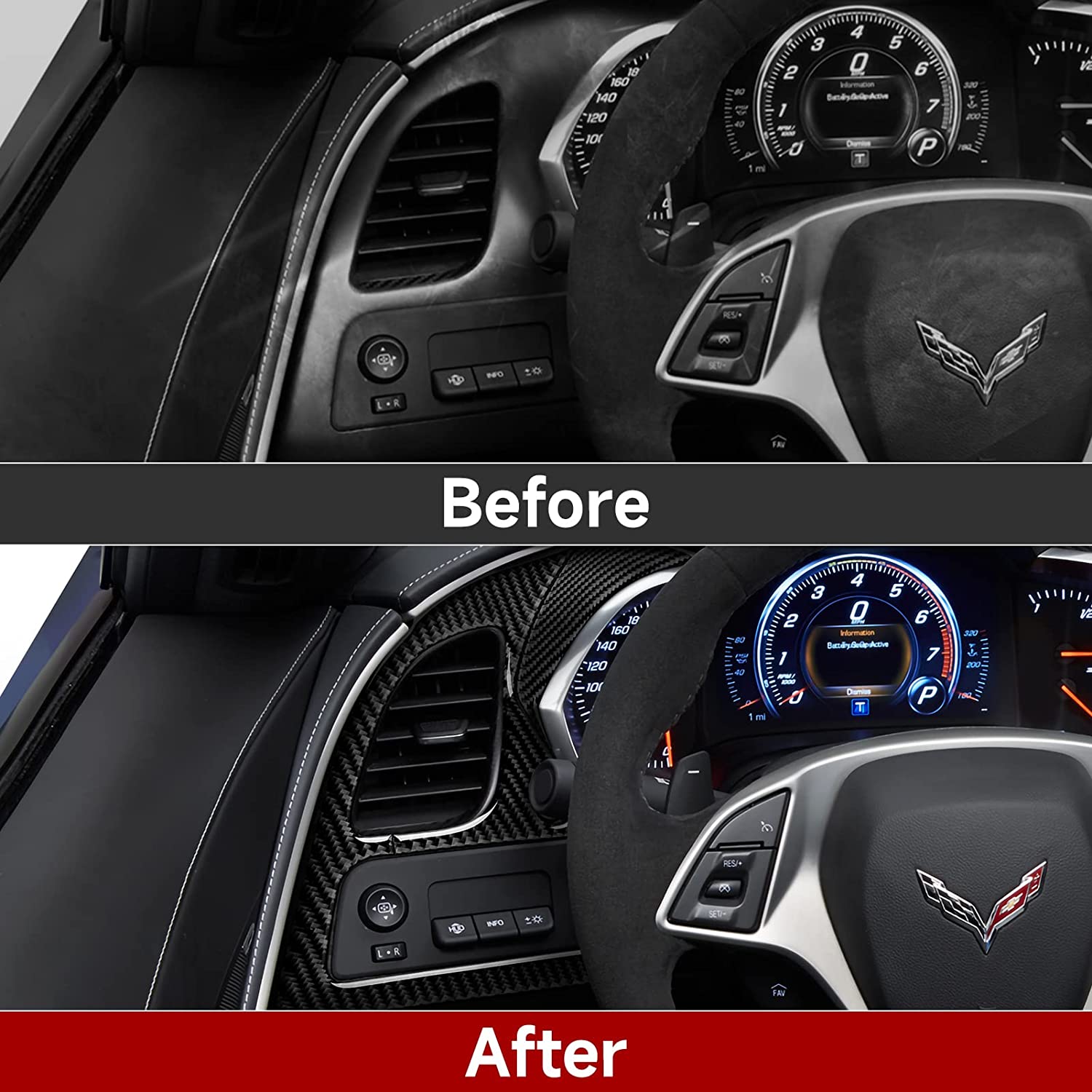 C7 Car Side Eair Vent Sticker Decal Carbon Fiber Interior Trim Accessories Cover for C7 2014 2015 2016 2017 2018 2019 - Delicate Leather