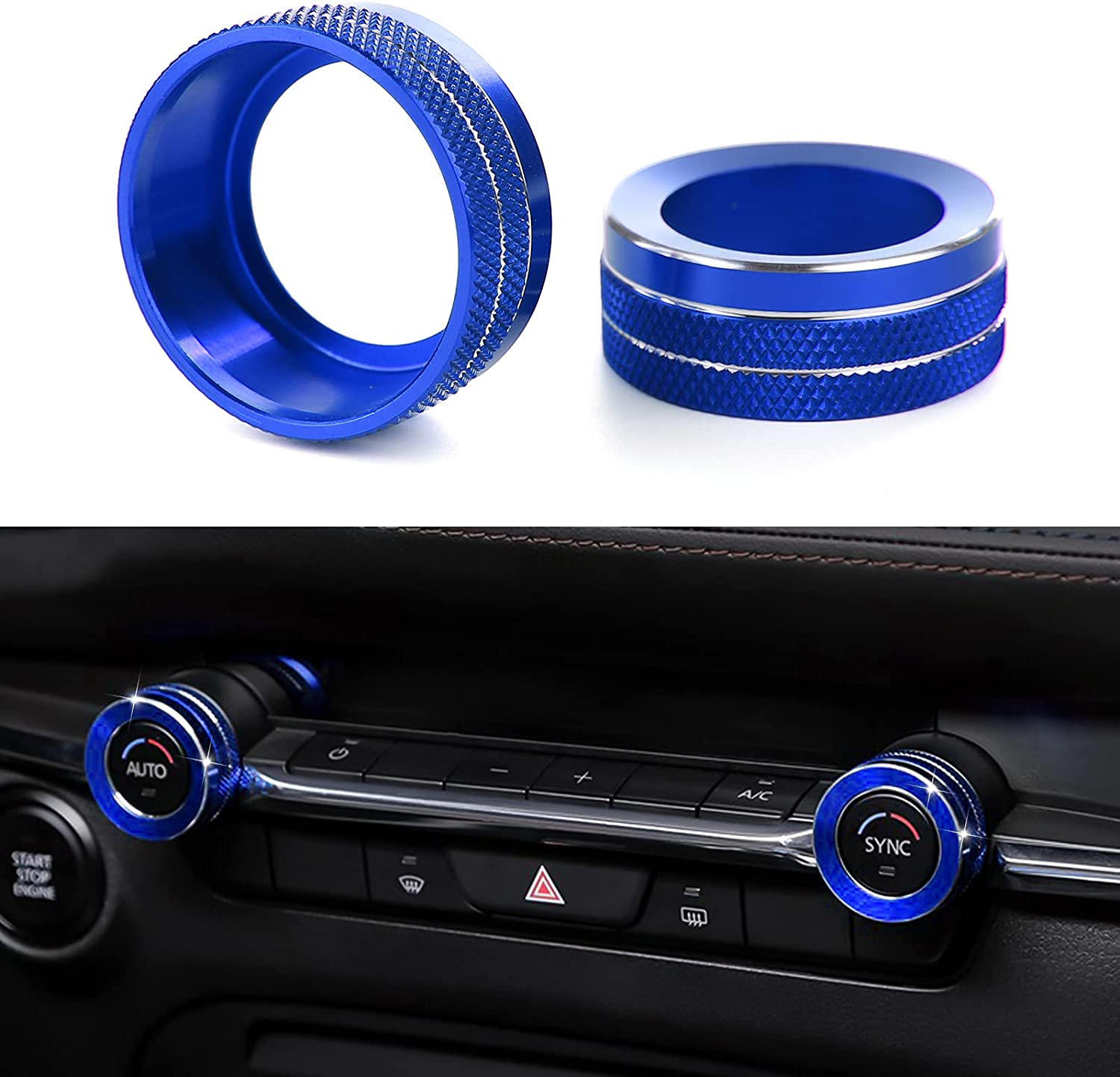 2 PCS Compatible with CX-5 Accessories Sporty Car Auto AC Air Conditioning Knob Cover Trims Center Console Interior Decoration Sticker - Delicate Leather