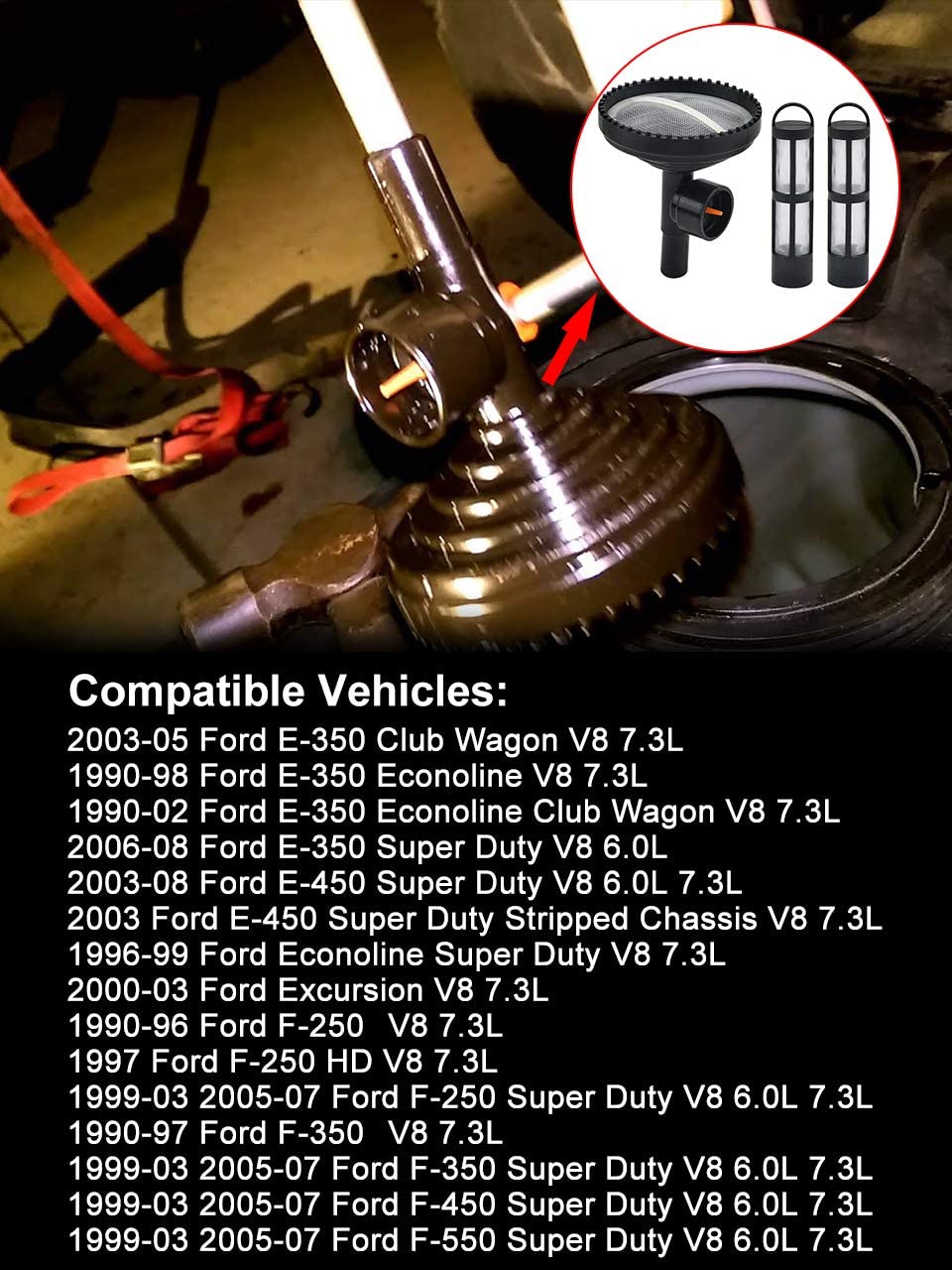 Diesel Fuel Tank Pick-up Screen Sock Filter Fits for Ford E-350 E-450 Excursion F250 F350 F450 F550 6.0 7.3L V8 Powerstroke Diesel Replacement# 904-419 E5TZ9J306BA 4C4Z9365BA - Delicate Leather