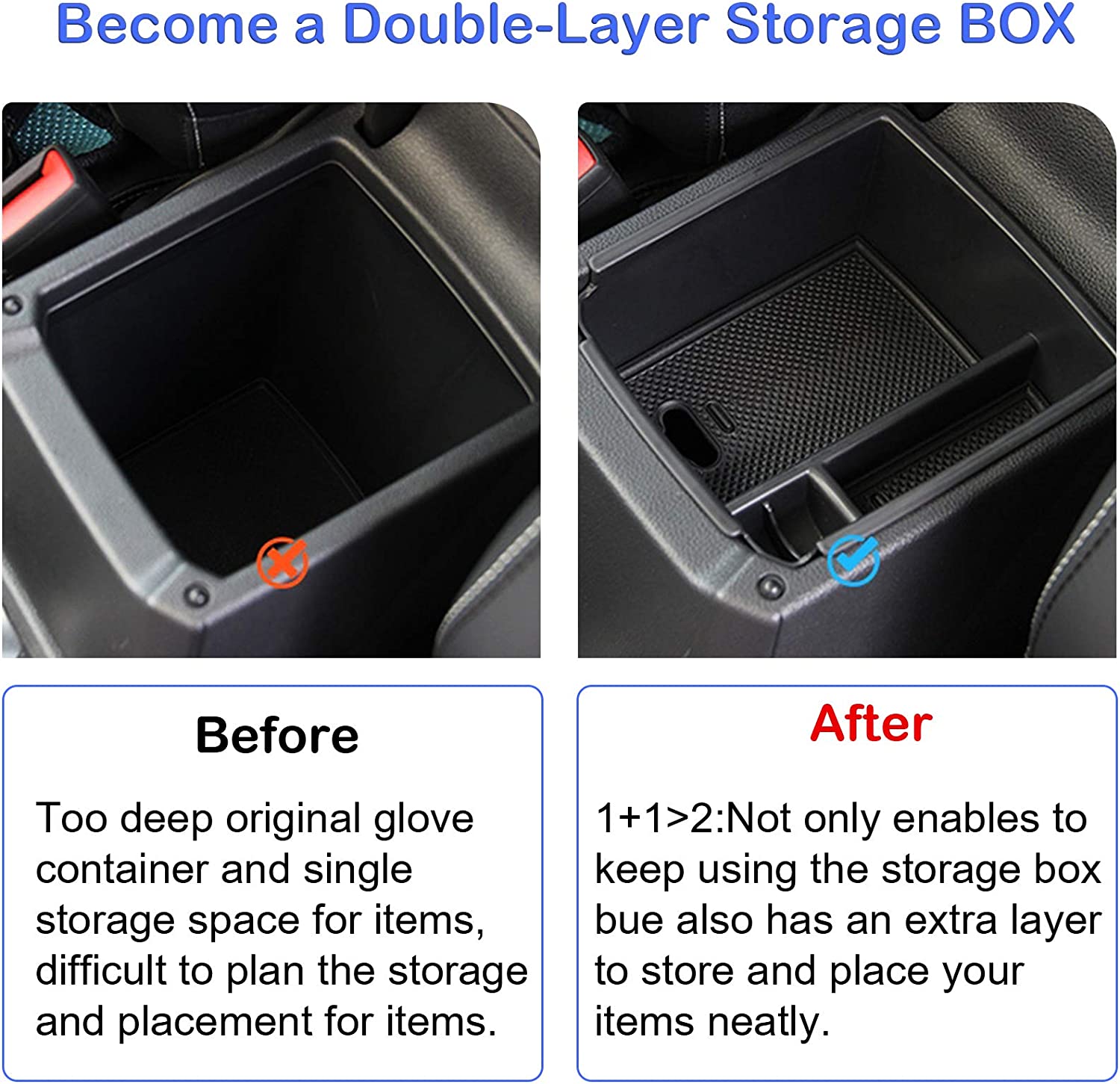 Centre Console Organizer Tray for Tiguan 2018-2022 and VW Taos 2022, Center Armrest Storage Box with Coin Holder, Glove Compartment Container for VW Tiguan and Taos - Delicate Leather