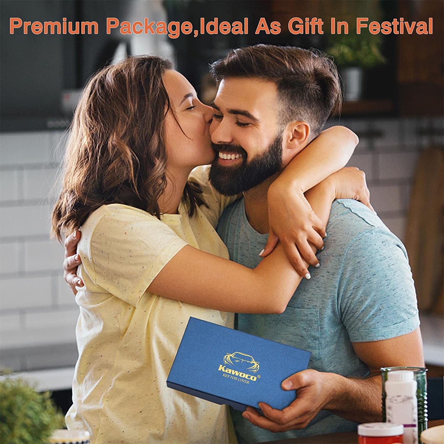 2Set Gift Package key fob cover with for keychain, Compatible with grand cherokee key fob cover, Blue - Delicate Leather