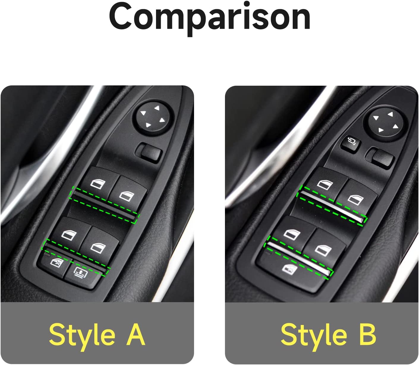 4PCS Car Window Lift Switch Cover Carbon Fiber Sticker Decal Interior Trim fits for Accessories (Style B) -- ONLY for F30 (2016- 2019) , F32 F34 (2017- 2019)… - Delicate Leather