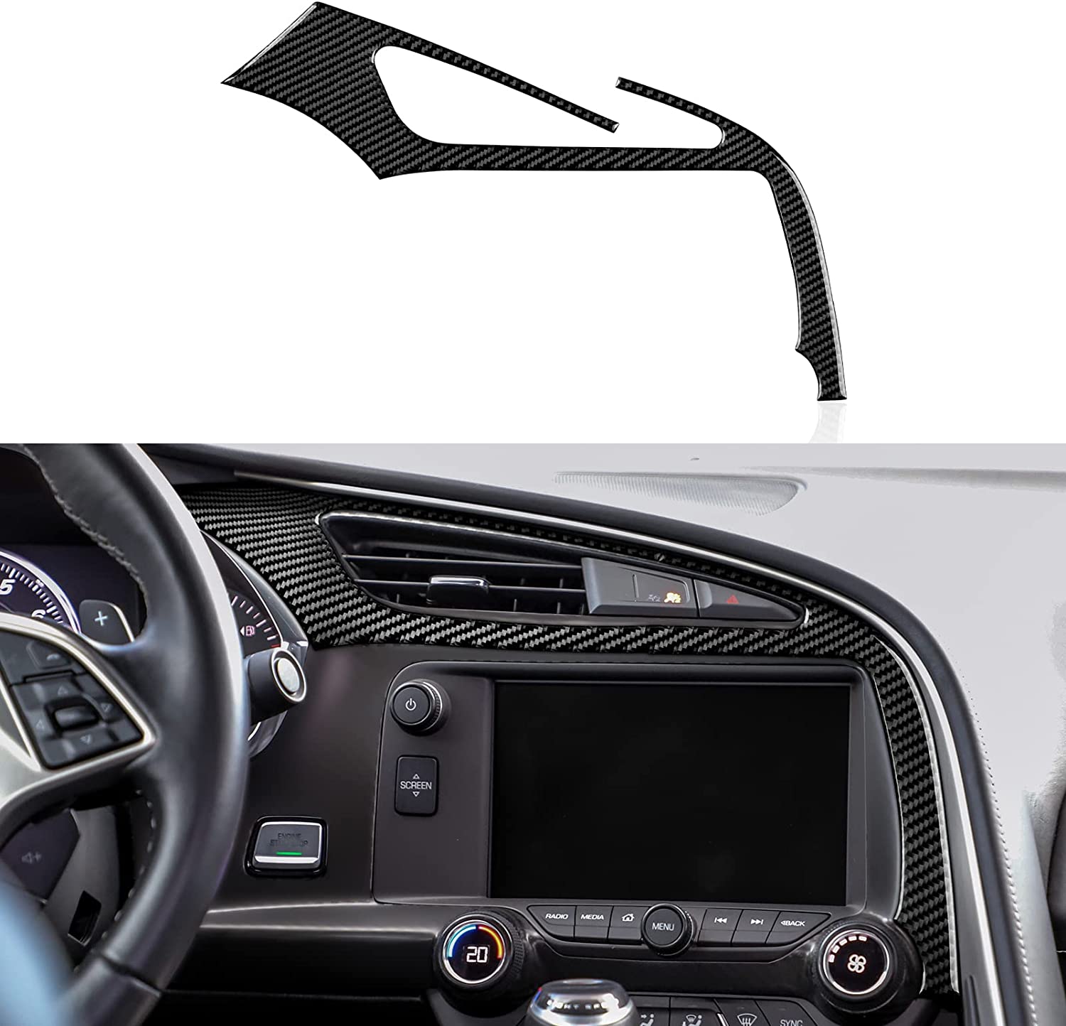 C7 Car Center Air Vent Sticker Decal Carbon Fiber Interior Trim Accessories Cover for C7 2014 2015 2016 2017 2018 2019 - Delicate Leather