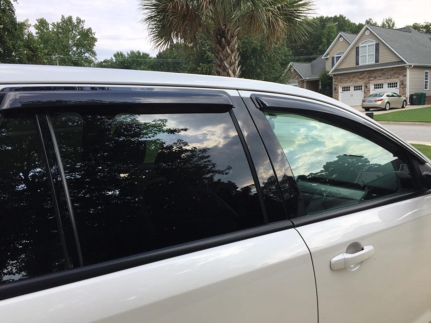 Original Side Window Wind Deflector, 4pcs Out-Channel Tape-On Dark Smoke Rain Guards Set, Vent Visor Compatible with 2007-2014 Ford Edge 2007-2014 Lincoln MKX 94141 - Delicate Leather