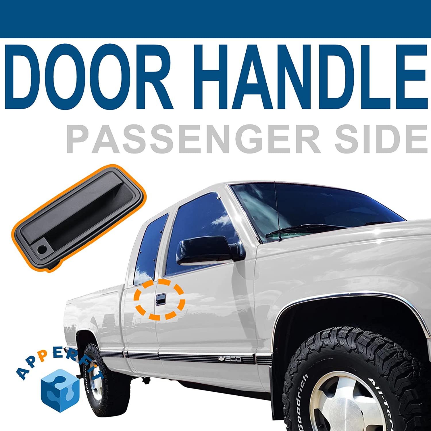 Exterior Door Handle Front Right Passenger Side Compatible with 1995-2000 Tahoe Suburban C1500 C2500 C3500 K1500 K2500 K3500 Yukon Replaces 15742230 - Delicate Leather