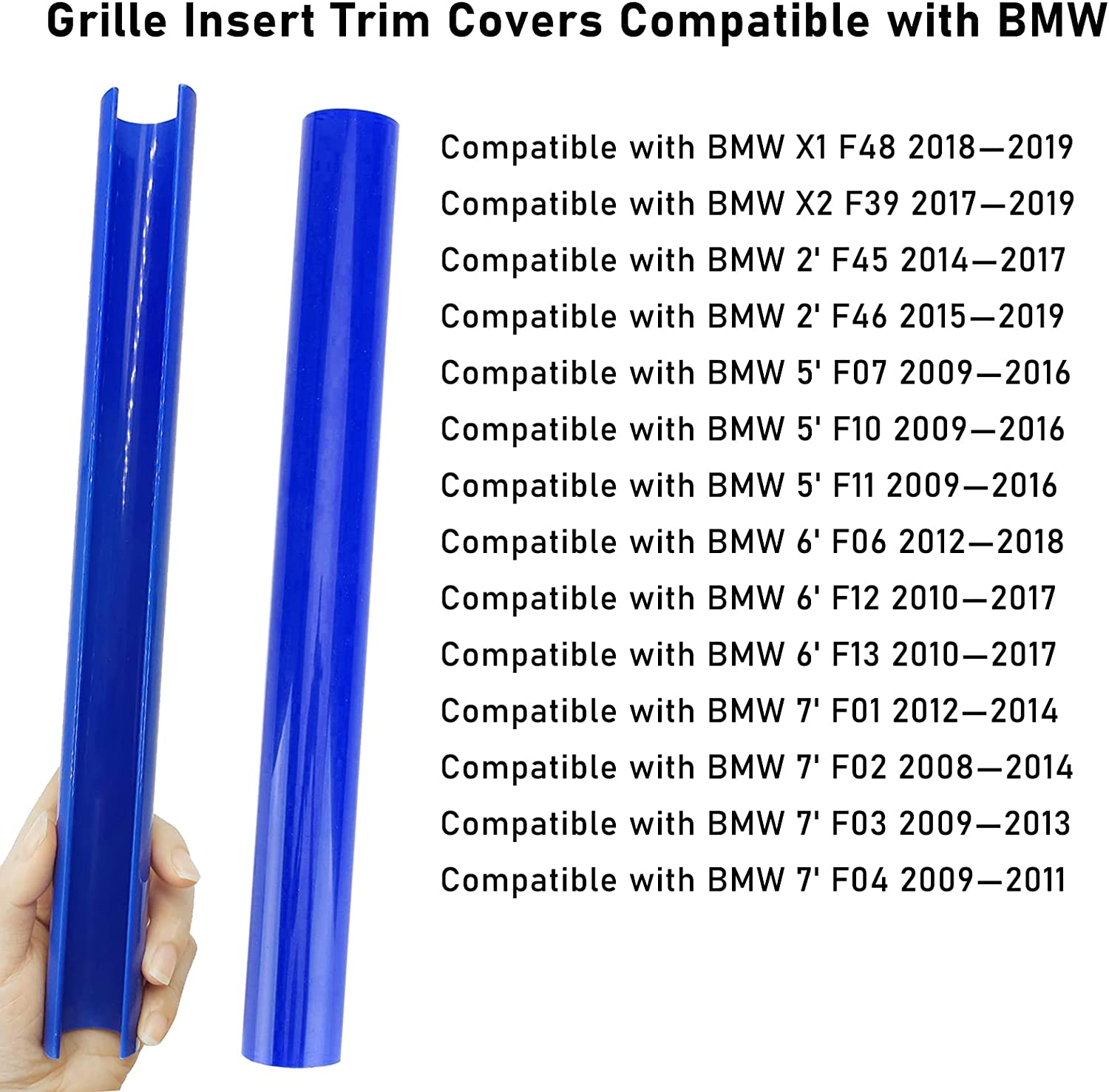 Compatible with Grill Inserts for 2 5 6 7 X1 X2 Series,F10 F11 F45 F12 F13 F01 F02 F48, Compatible with V Brace Wrap Covers Blue Grill Stripes Front Grill Insert Trims Stripes - Delicate Leather