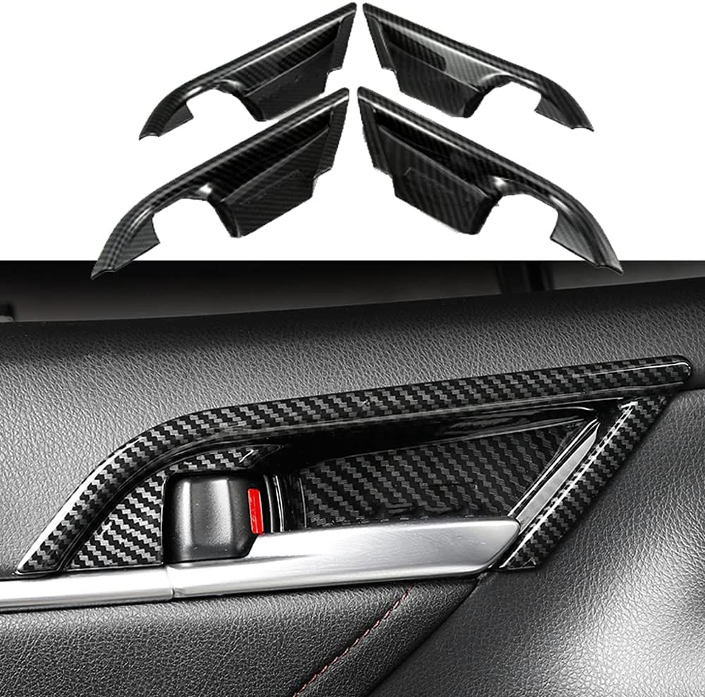 4PCS Inner Door Handle Decoration Cover ABS Red Interior Door Bowl Frame Trim Sticker Compatible with Camry 2018 2019 2020 2021 2022 2023 - Delicate Leather