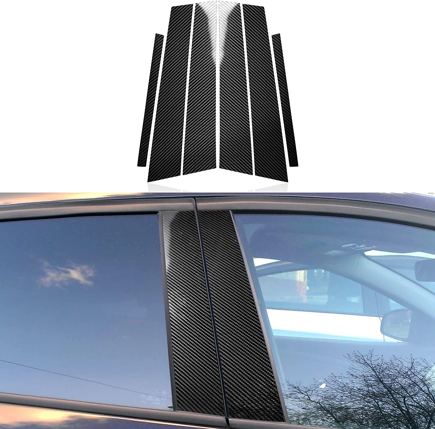 6PCS Car Window B-Pillars Stickers Decals Passenger Side Carbon Fiber Trim Compatible with Giulia 952 2017 2018 2019 Accessories - Delicate Leather
