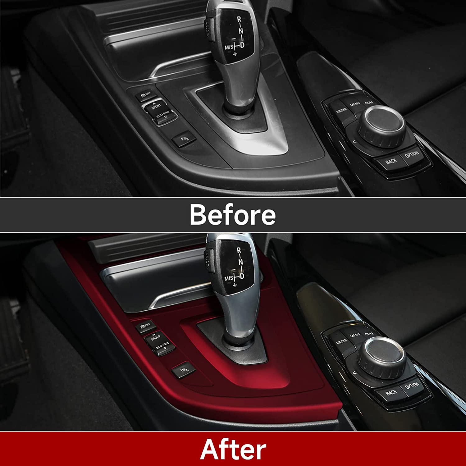 Car Gear Shift Cover Sticker Decal ABS Trim Compatible with 3 4 Series F30 F31 F34 3GT F32 F33 F36 Accessories - Delicate Leather