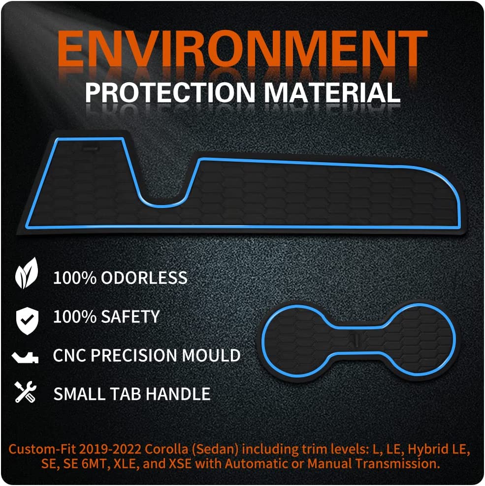 Anti-Dust Upgraded Interior Liner Pads Accessories, Fit for 2017-2022 Corolla (Hatchback) as Cup Holder Inserts, Center Console Liner Mats, Door Pocket Liners, 11-pc Set - Delicate Leather