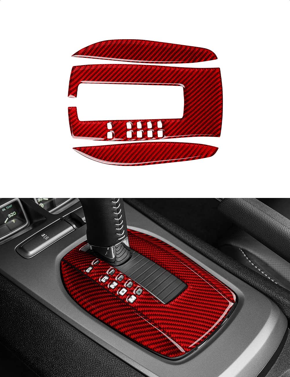 Carbon Fiber Car Gear Shift Panel Sticker Decal Interior Trim Cover for Camaro 2010 2011 2012 2013 2014 2015 Accessories - Delicate Leather