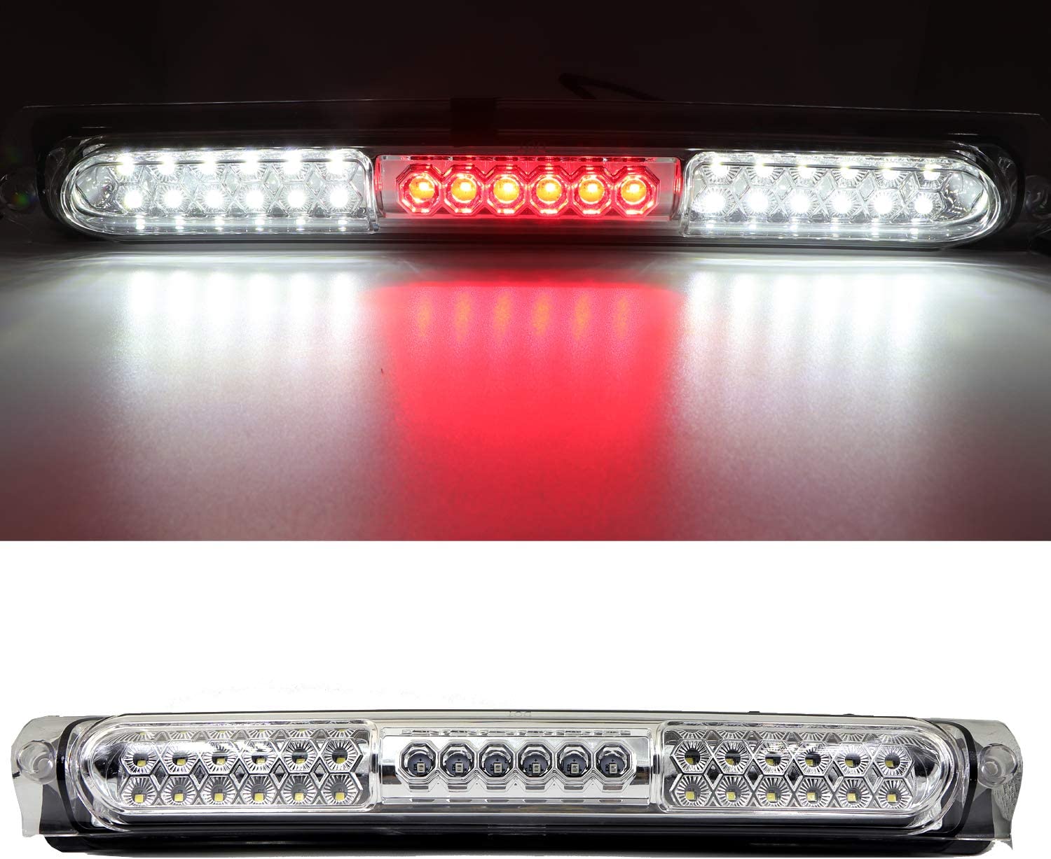 Heritage LED 3rd Brake Light Cargo Light High Mount Stop Light Waterproof Design (Chrome Housing Clear Lens) - Delicate Leather