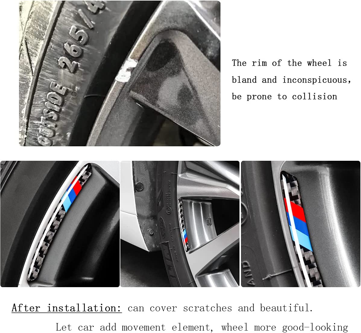 4PCS Carbon Fiber Wheel Center Emblems,Universal Wheel Sticker,Universal Carbon Fiber Wheel Protection M Sticker for BMW 1 2 3 4 5 6 7 Series X1 X2 X3 X4 X5 X6 Accessories - Delicate Leather