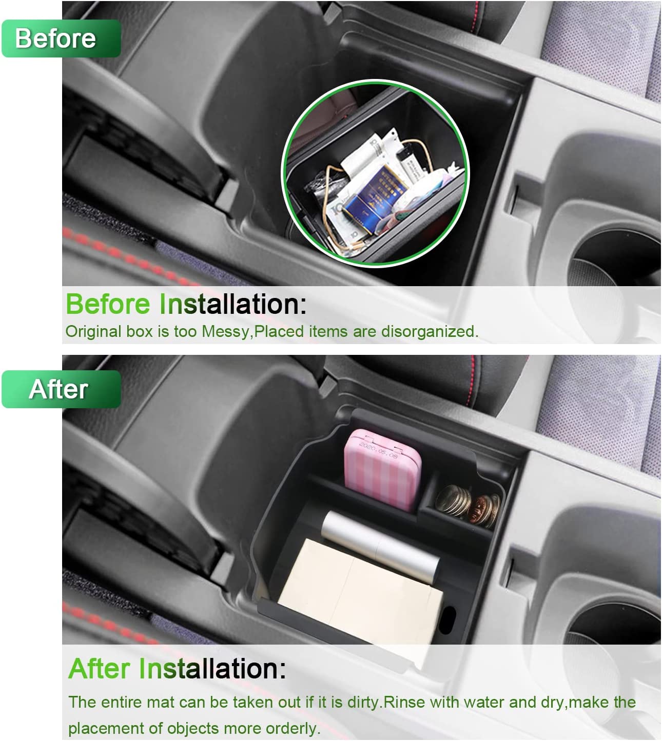 Console Tray for 2023 Integra, Civic Si Armrest Tray Console Insert Tray for Civic Si 2022 Storage Manual Gearbox Armrest Storage Box Black - Delicate Leather