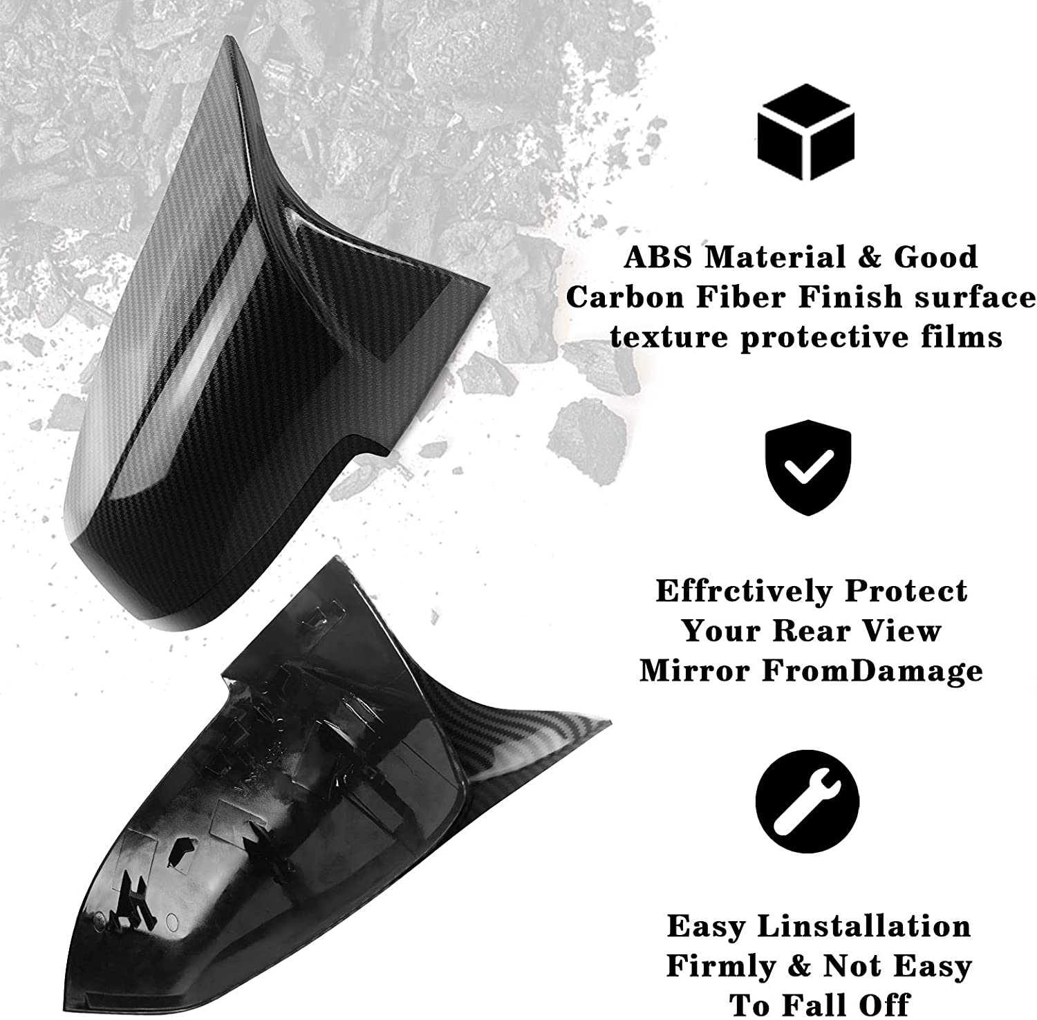 Door Mirror Covers Carbon Fiber Side Mirror Cover Caps Rearview Replacement for F20 F22 F23 F30 F31 F32 F33 F36 F87 M2 X1 E84 - Delicate Leather