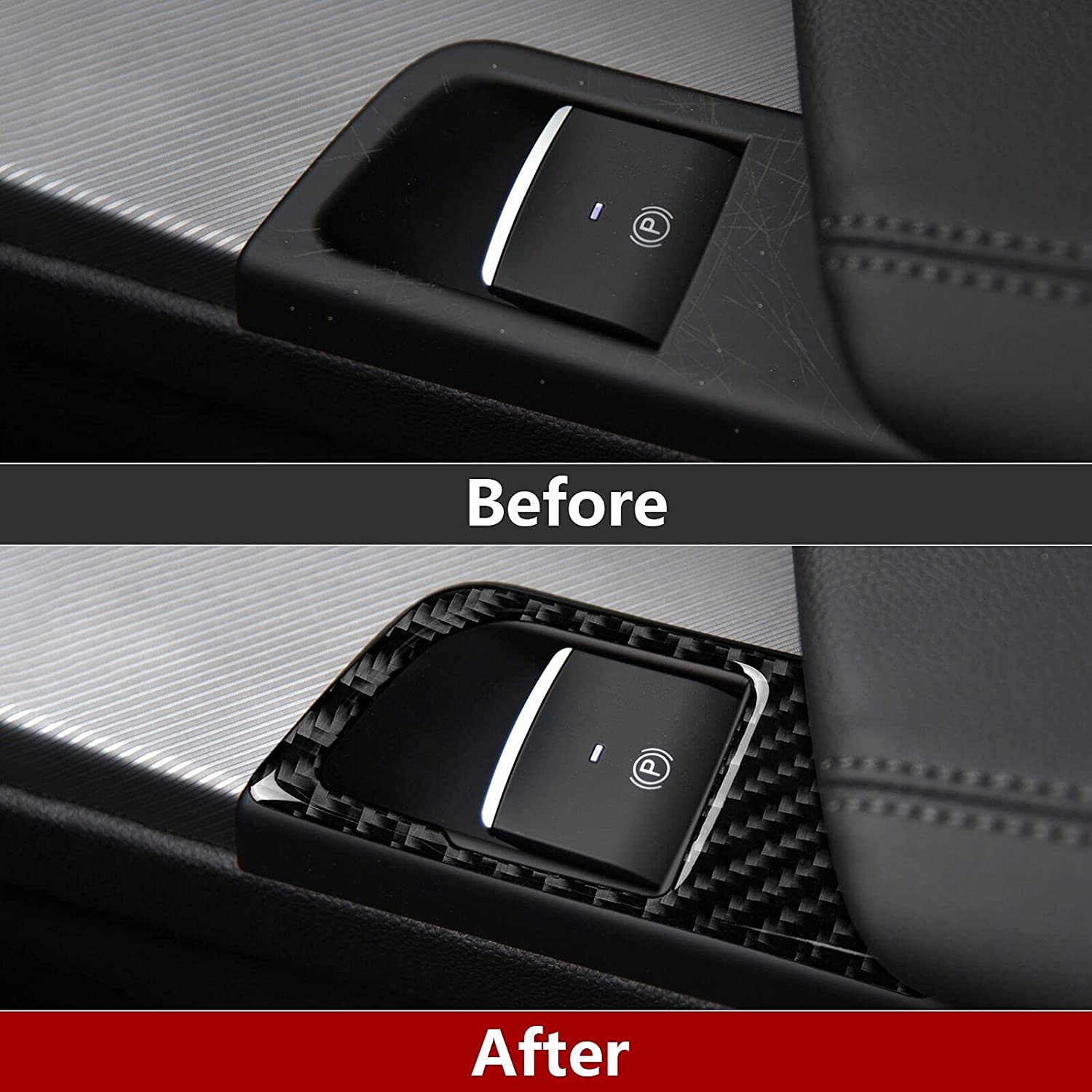 Car Electronic Handbrake Cover Trim Carbon Fiber Sticker Decal fits for Giulia 2017 2018 2019 Car Accessories - Delicate Leather