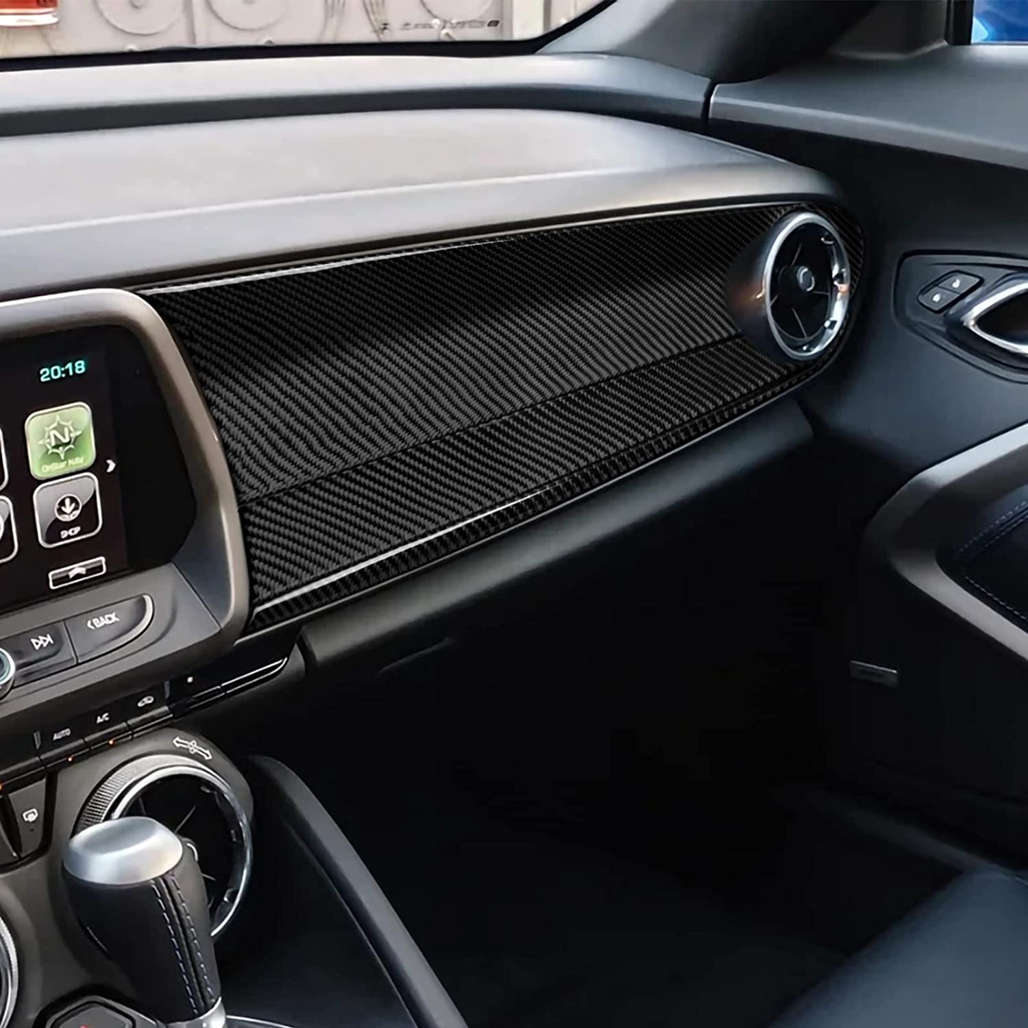 Car Copilot Center Console Dashboard Sticker Decal Carbon Fiber Interior Trim Cover Compatible with Camaro 2016 2017 2018 2019 Accessories - Delicate Leather