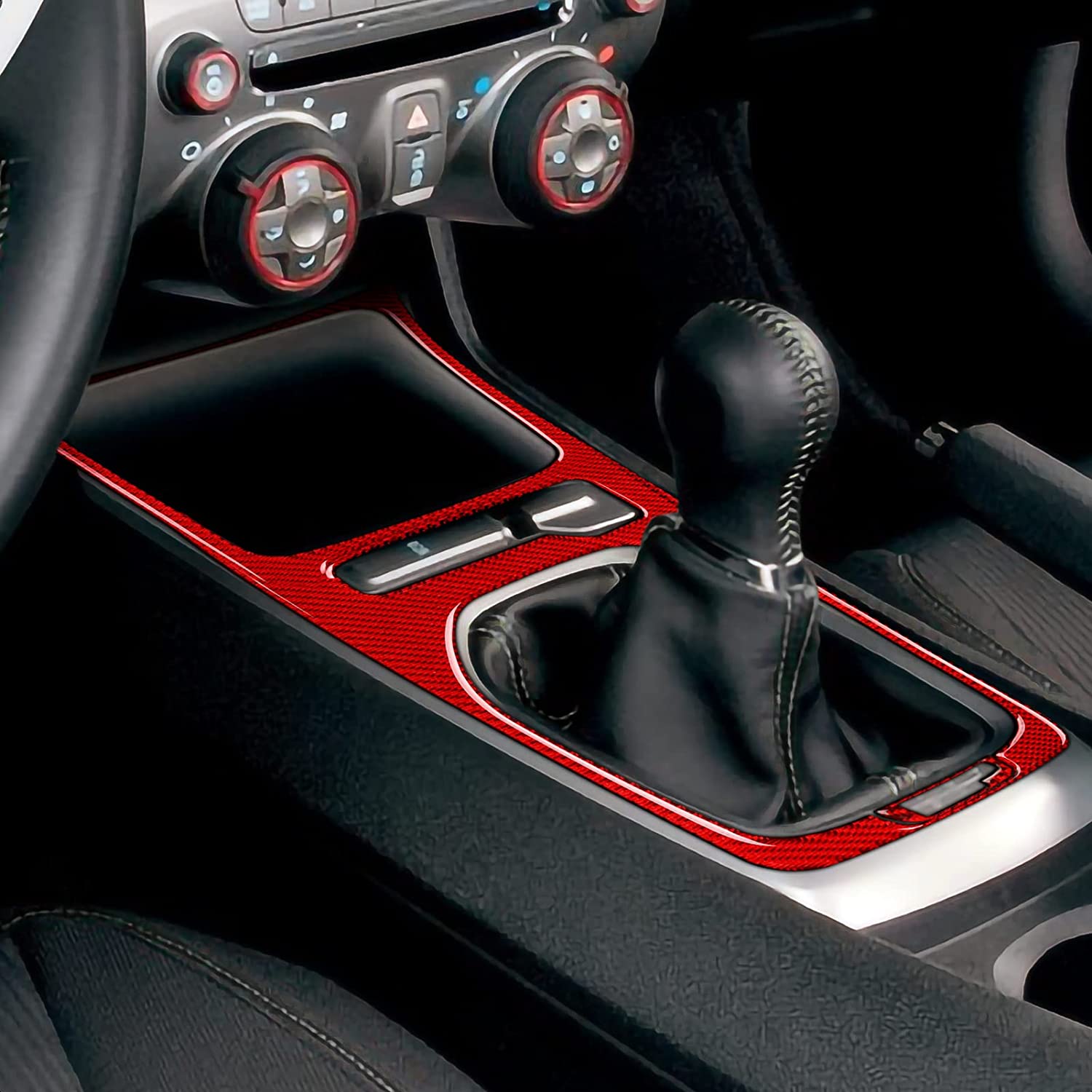 Carbon Fiber Car Gear Shift Panel Sticker Decal Interior Trim Cover for Camaro 2010 2011 2012 2013 2014 2015 Accessories - Delicate Leather