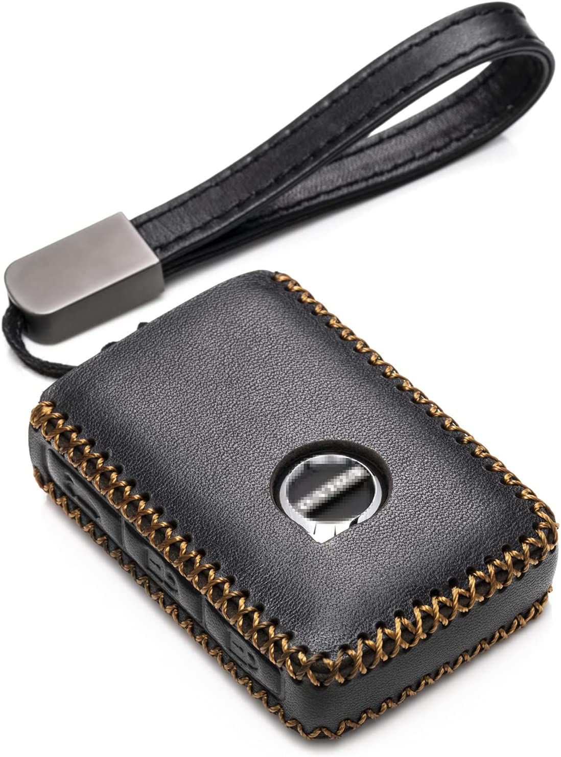 Genuine Leather Smart Key Fob Case Compatible with Volvo XC40, XC60, XC90, S90, S60, V60, V90 2019-2022 - Delicate Leather