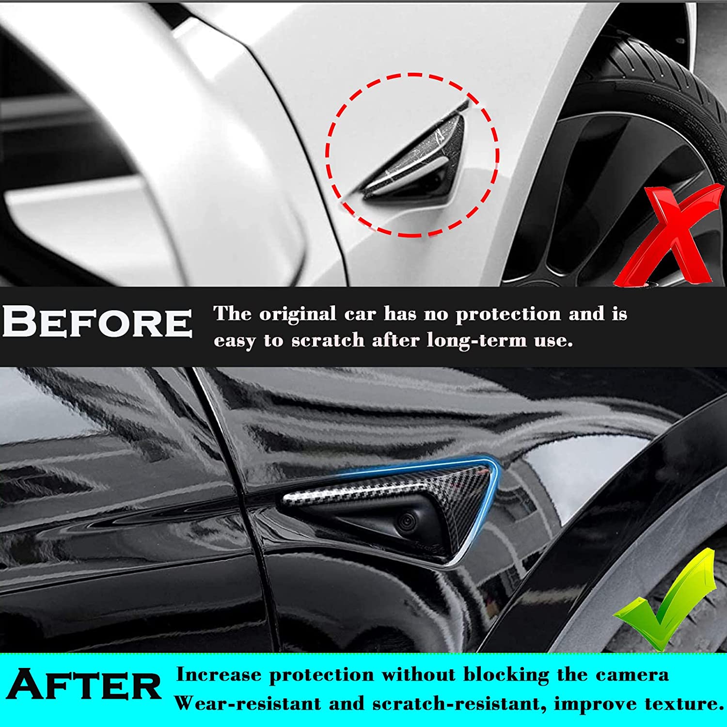 Turn Signal Side Camera Protection Cover Decoration Accessories - Delicate Leather