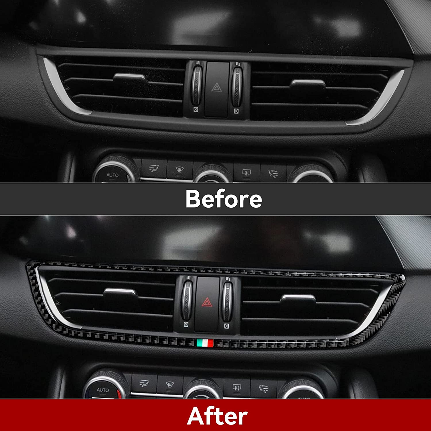 Car Air Vent Sticker Center Console AC Decals Carbon Fiber Trim Compatible with Giulia 2017 2018 2019 Accessories - Delicate Leather