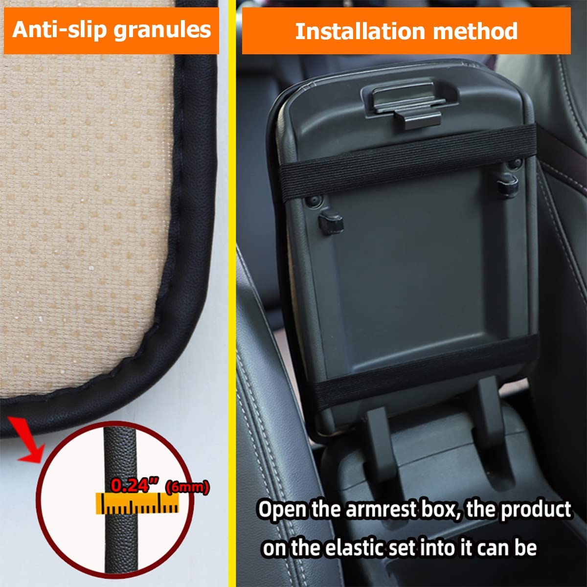 Car Armrest Storage Box Mat, Fiber Leather Car Center Console Cover, Car Armrest Seat Box Cover Accessories Interior Protection for Most Vehicle, SUV, Truck - Delicate Leather