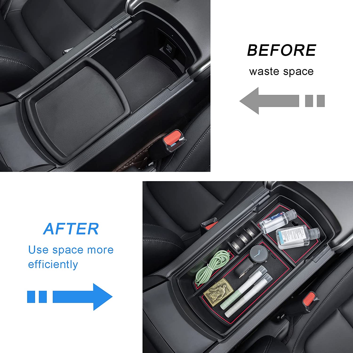 Console Organizer Compatible with Honda Accord 2018 2019 2020 2021 2022 ABS Plastic Material Armrest Box Insert Tray Pallet Accessories (NOT Fit for Manual Transmission Models) - Delicate Leather