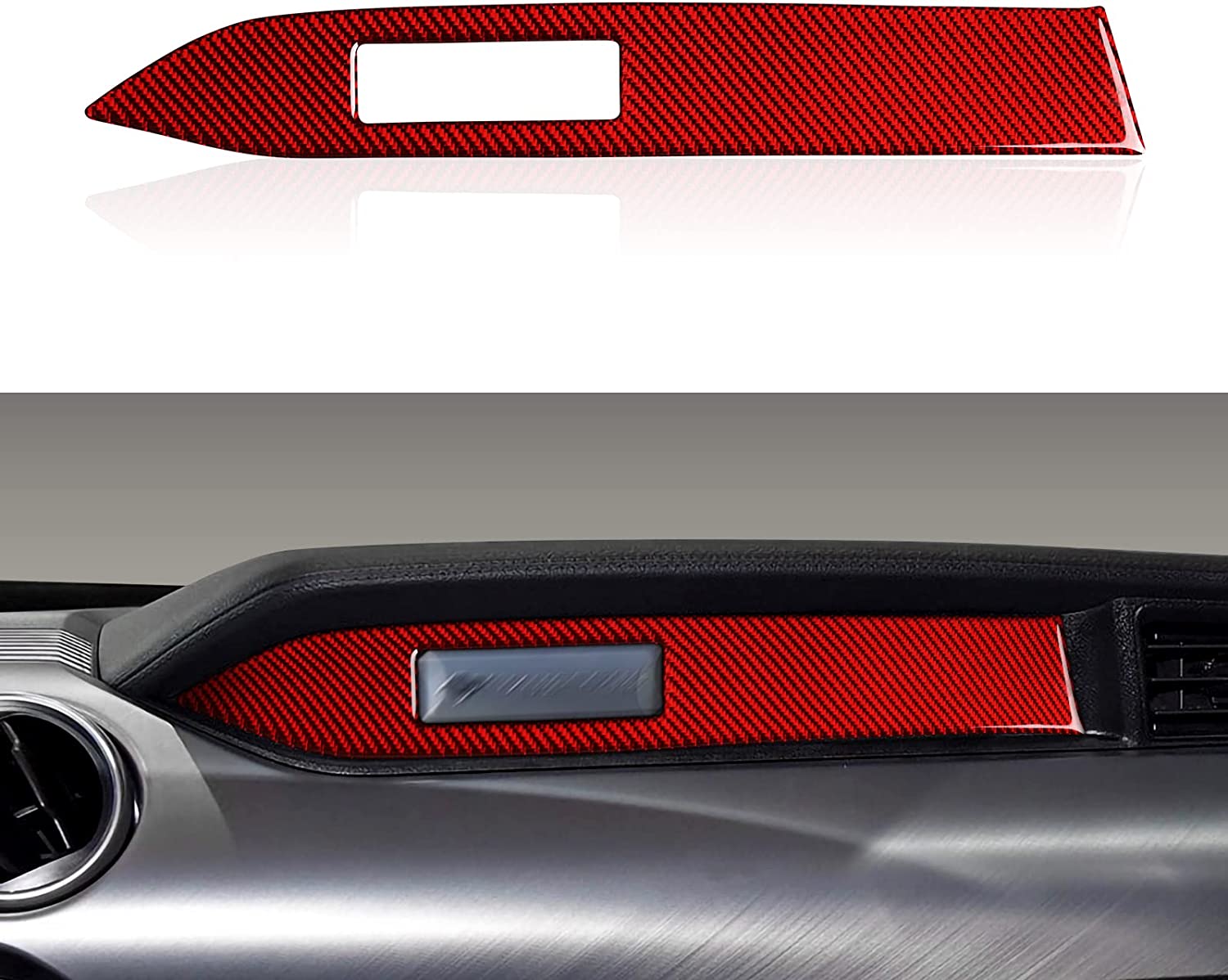 Car Instrument Panel Sticker Decal Carbon Fiber Interior Trim Cover for Ford Mustang 2015 2016 2017 2018 2019 2020 Accessories - Delicate Leather