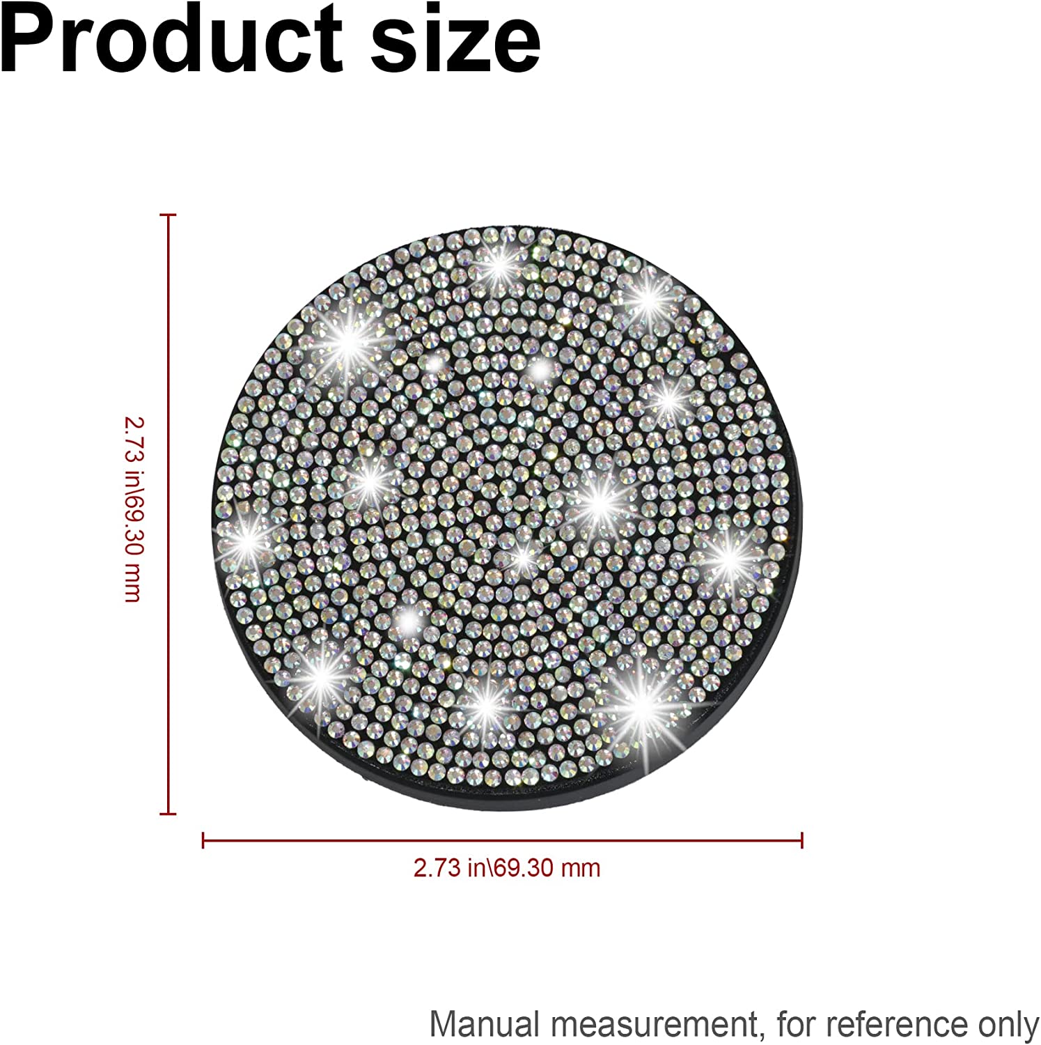 Bling Cup Holder Coasters for Car, 4PCS Universal Non-Slip Cup Holder, Embedded Decorative Coasters, Shiny Crystal Car Interior Accessories Gifts for Women - Delicate Leather