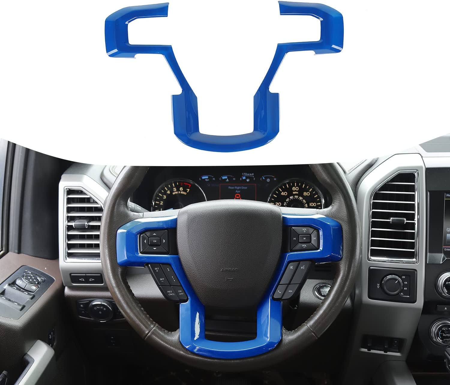 Steering Wheel Decoration Cover Frame Trim for 2015 2016 2017 2018 2019 2020 F150 F250 F350 Super Duty - Delicate Leather