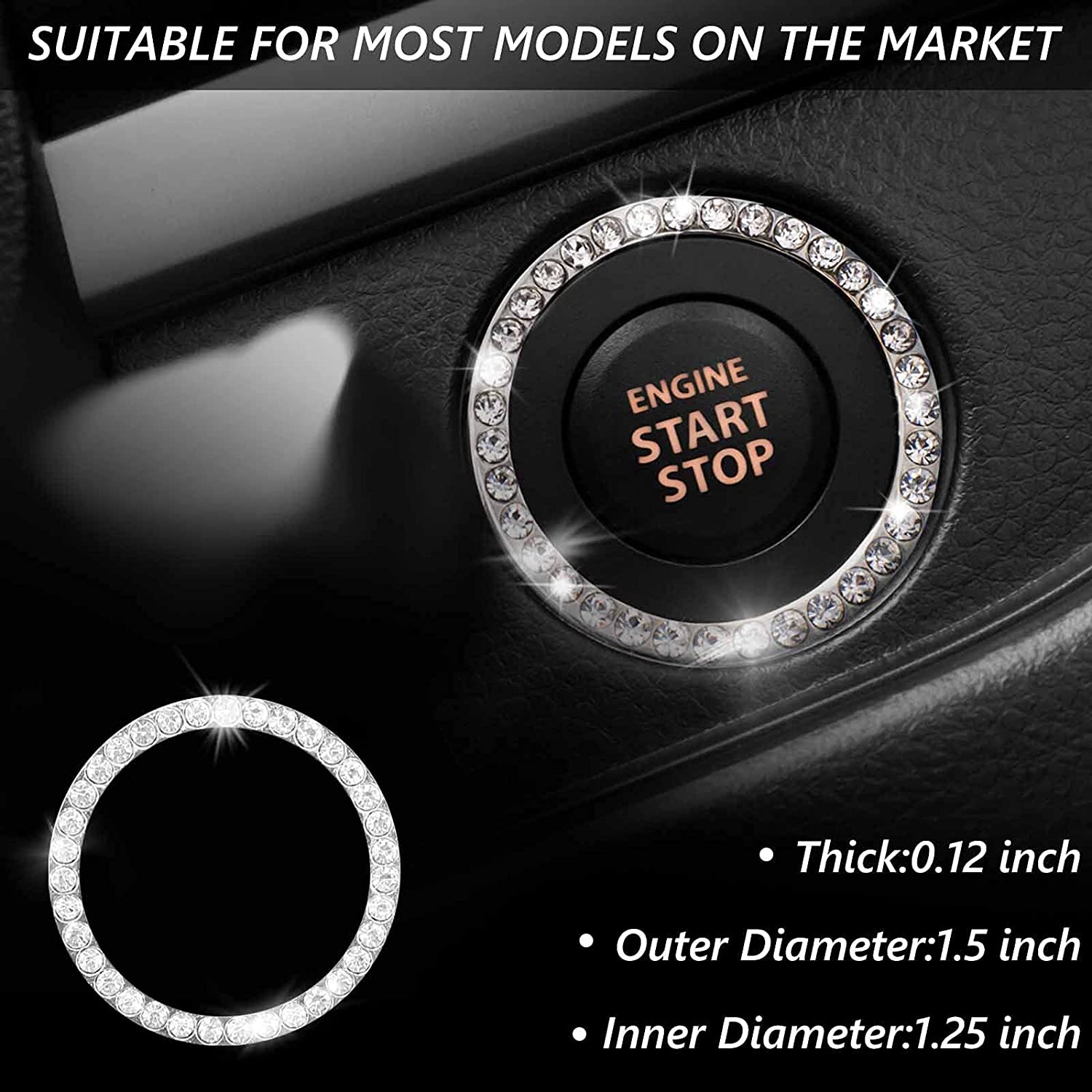 Bling Steering Wheel Accessories Compatible with Accessories Bling MDX RDX TLX TL CDX ZDX Interior Decoration Women 3D Rhinestone Decals Cover ,with 2 Anti Slip Silicone Car Coasters - Delicate Leather